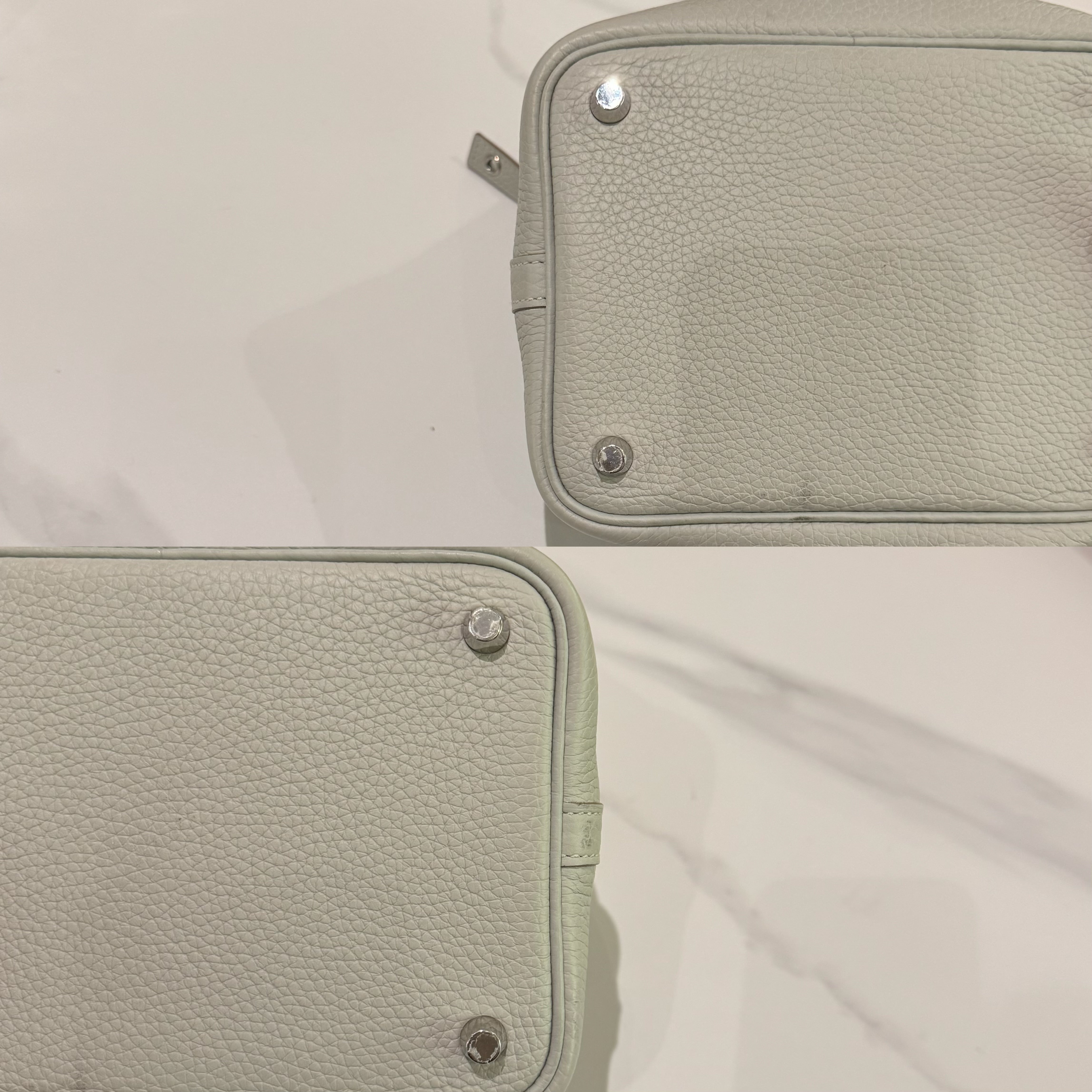 HERMÈS PICOTIN 18 GLACIER WHITE WITH PALLADIUM HARDWARE (Z STAMP)