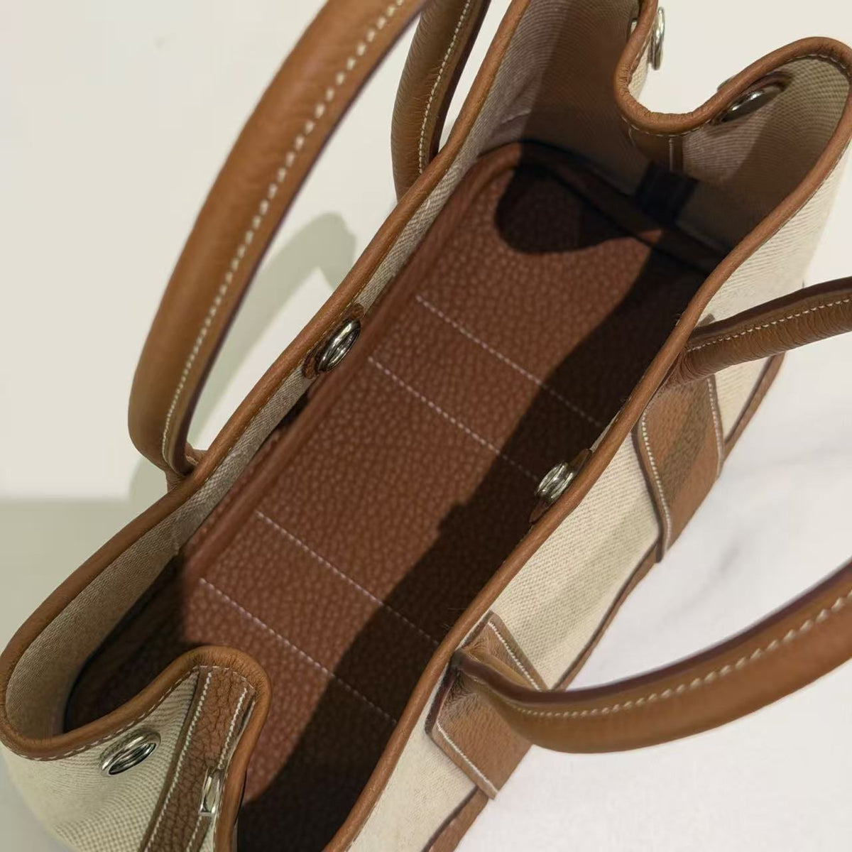 Hermès Mini Garden Party Gold Canvas and Leather Tote Bag | HERMES