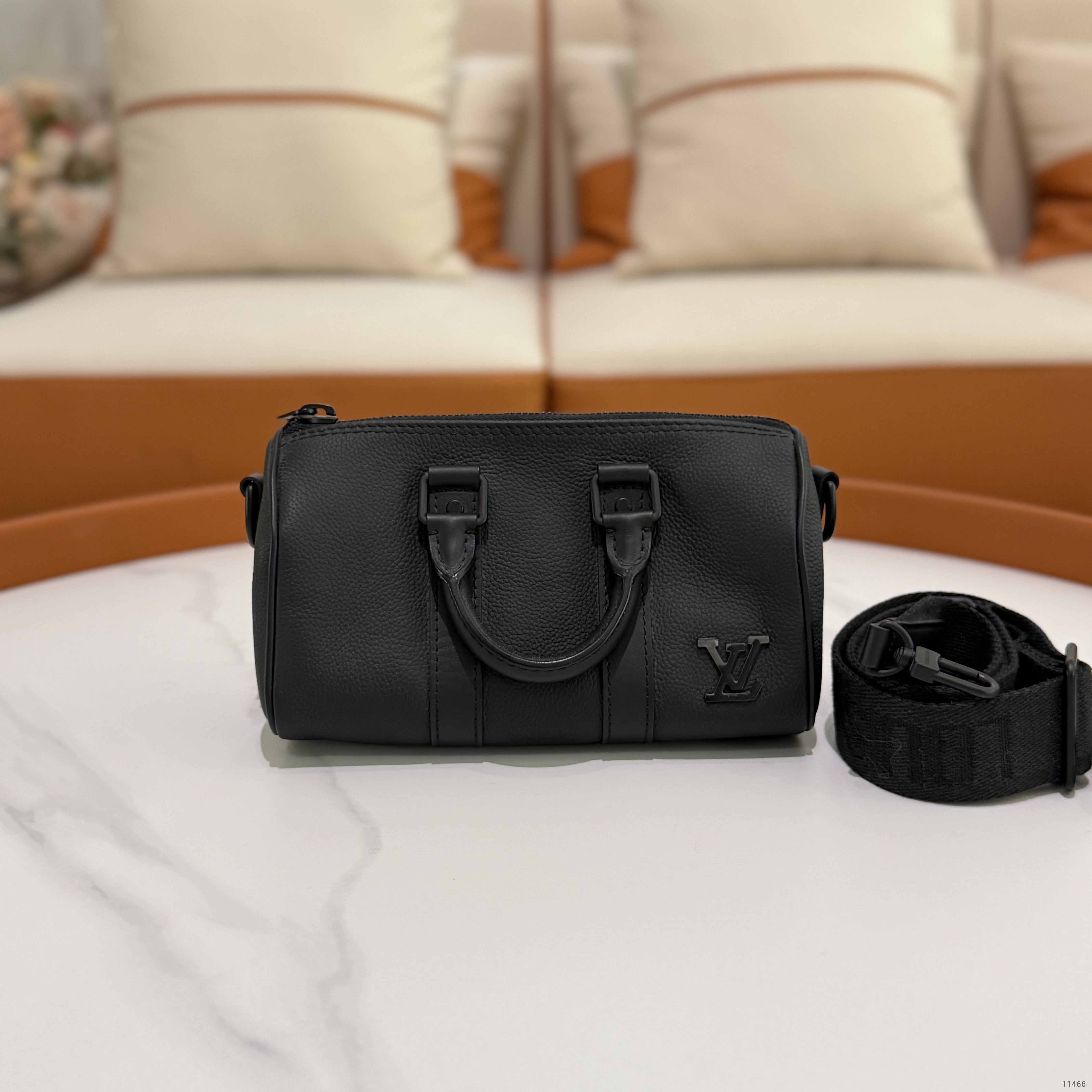 Louis Vuitton Keepall XS Black Leather Top Handle Shoulder Crossbody Bag