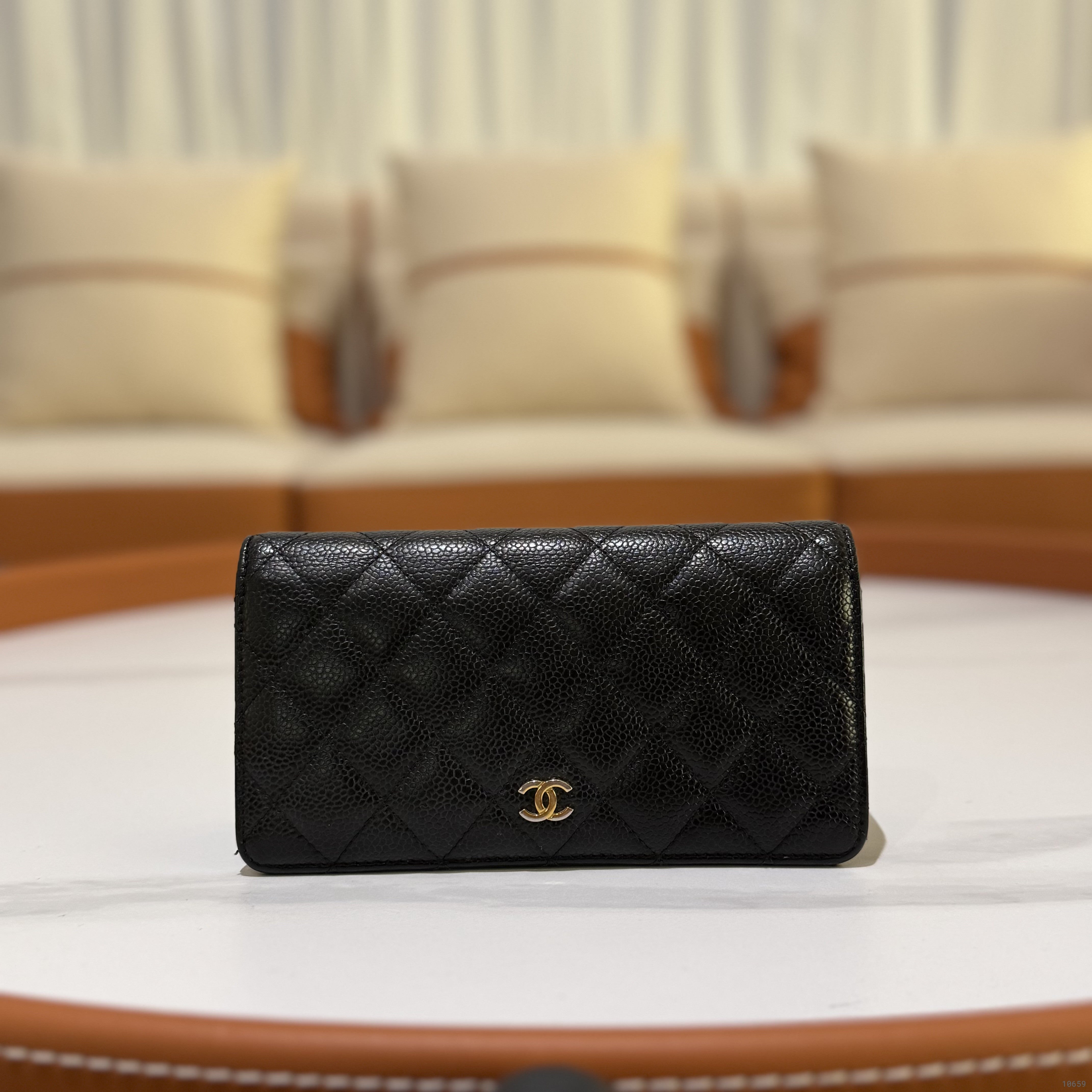 CHANEL LONG WALLET CAVIAR LEATHER FOLDING WALLET