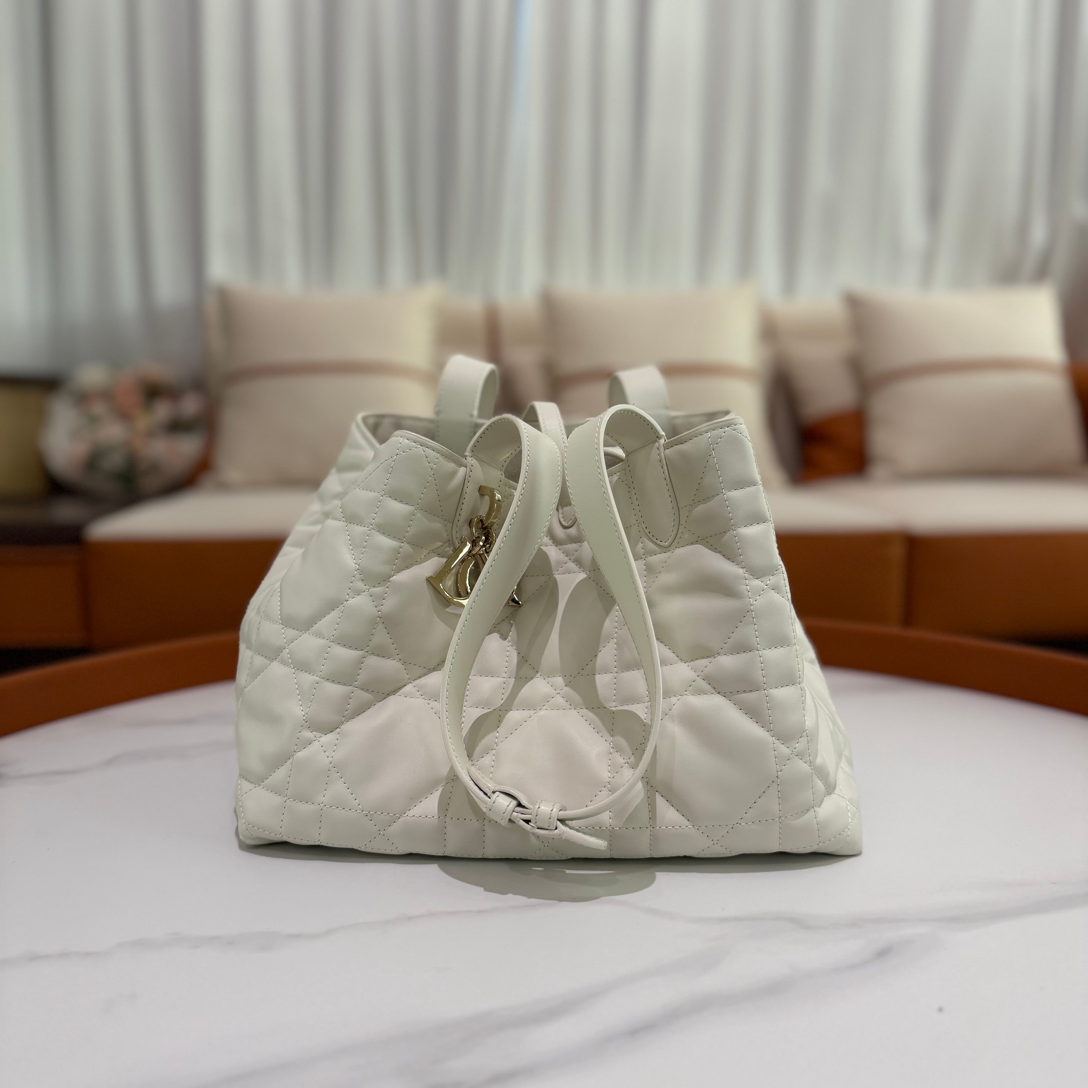 DIOR BOOK TOTE MEDIUM WHITE EMBROIDERED BAG