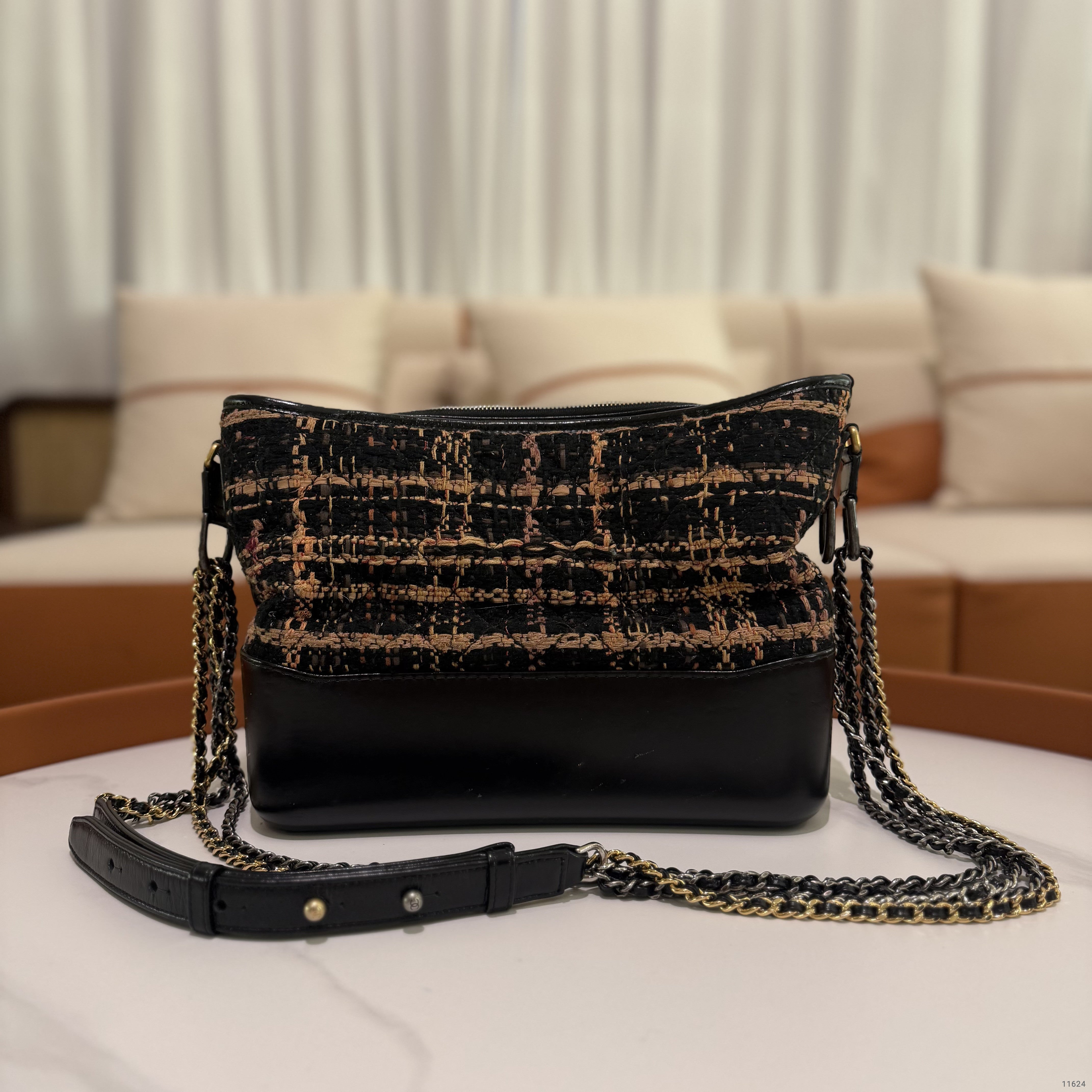 Chanel Gabrielle Large Hobo Bag Black Tweed & Leather