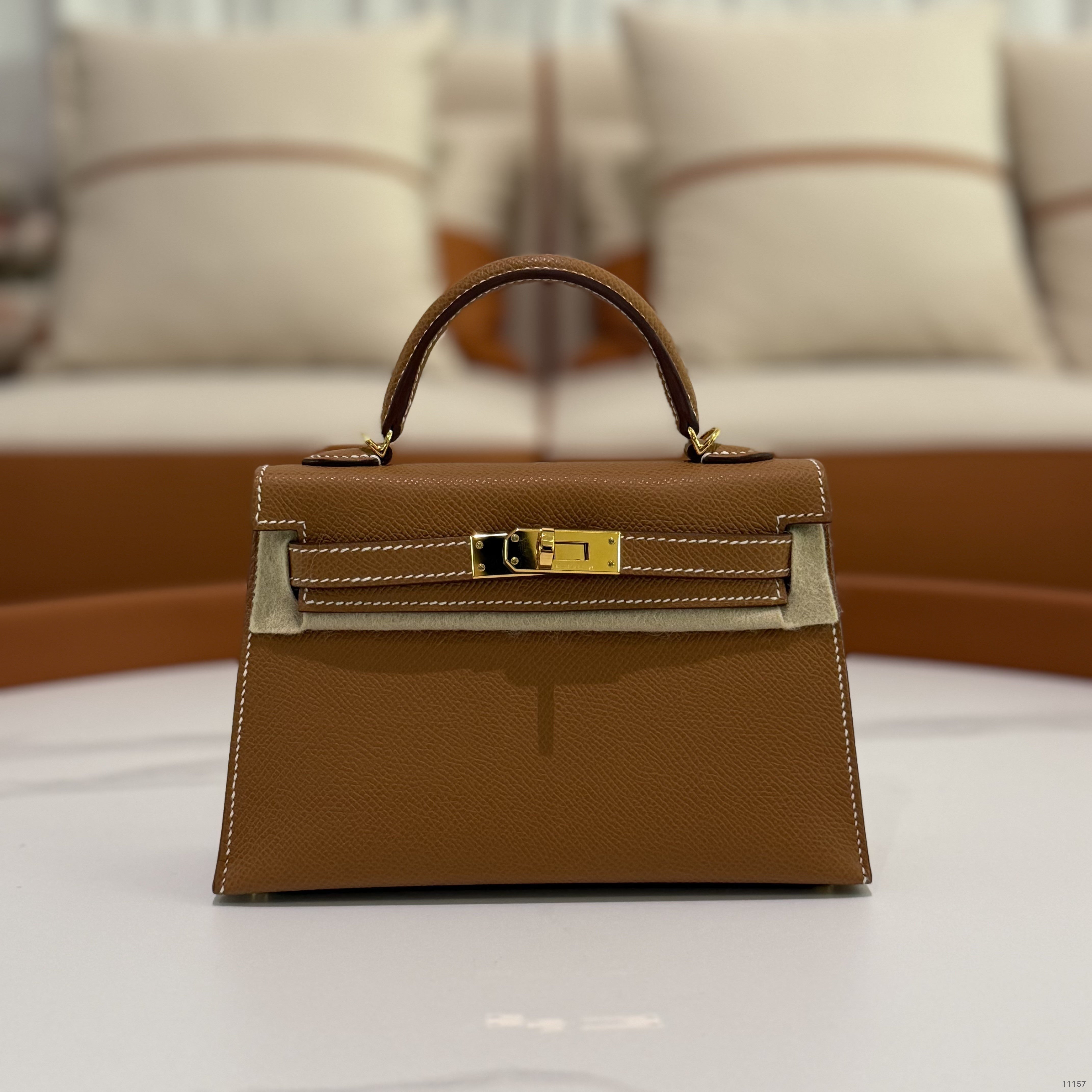 HERMÈS MINI KELLY II GOLD EPSOM LEATHER WITH GOLD HARDWARE (STAMP W)