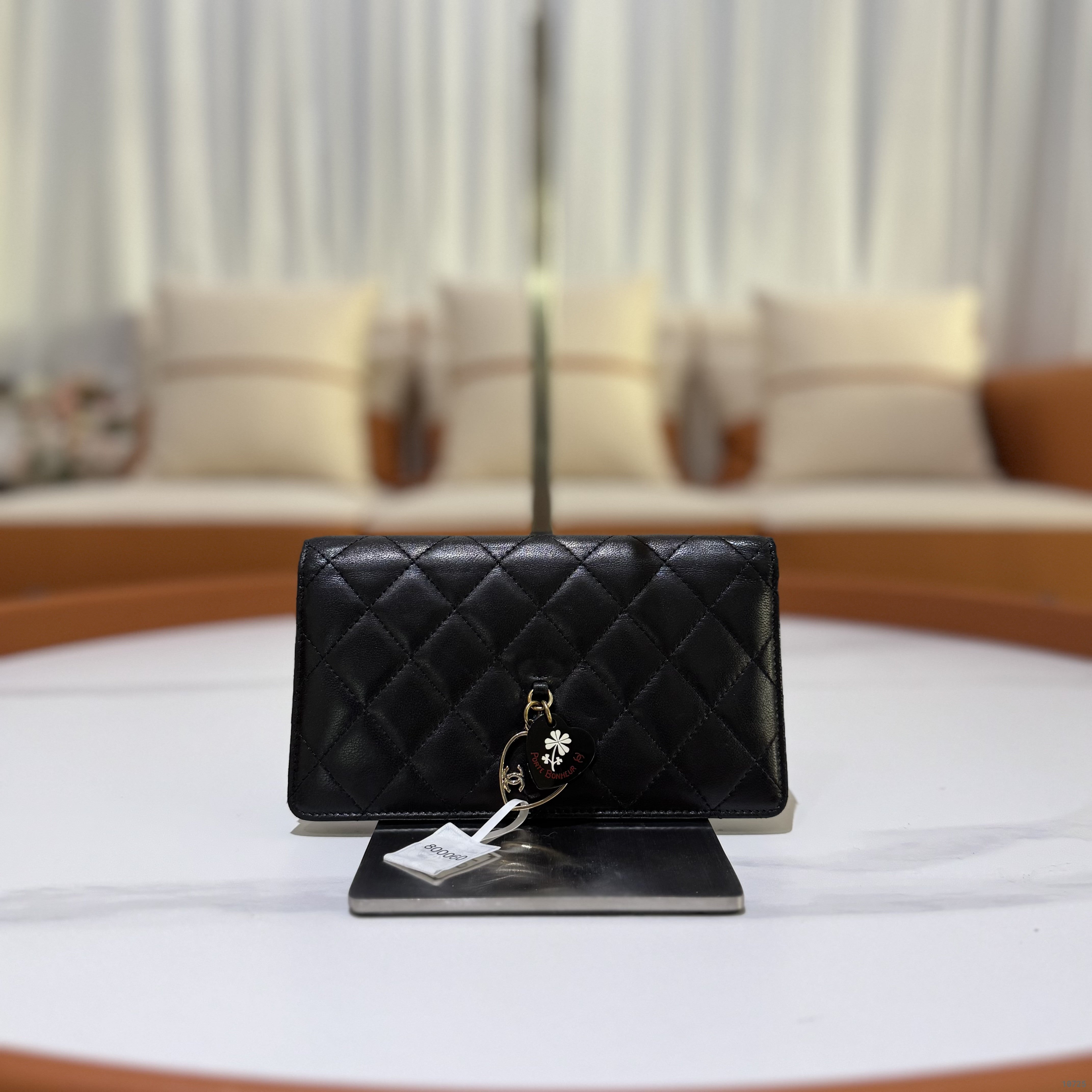 CHANEL LONG WALLET BLACK HEART LAMBSKIN