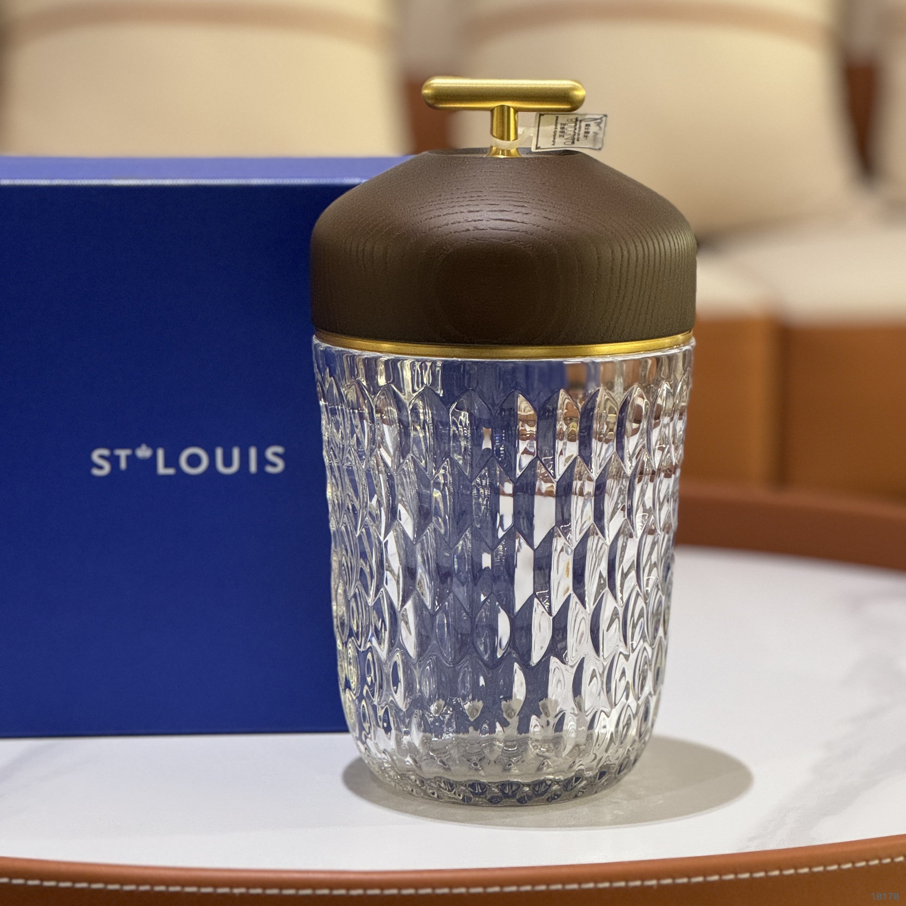 HERMES X SAINT LOUIS FOLIA PORTABLE CRYSTAL LAMP DARK ASH WITH GOLD HARDWARE | COLLINS RAIN