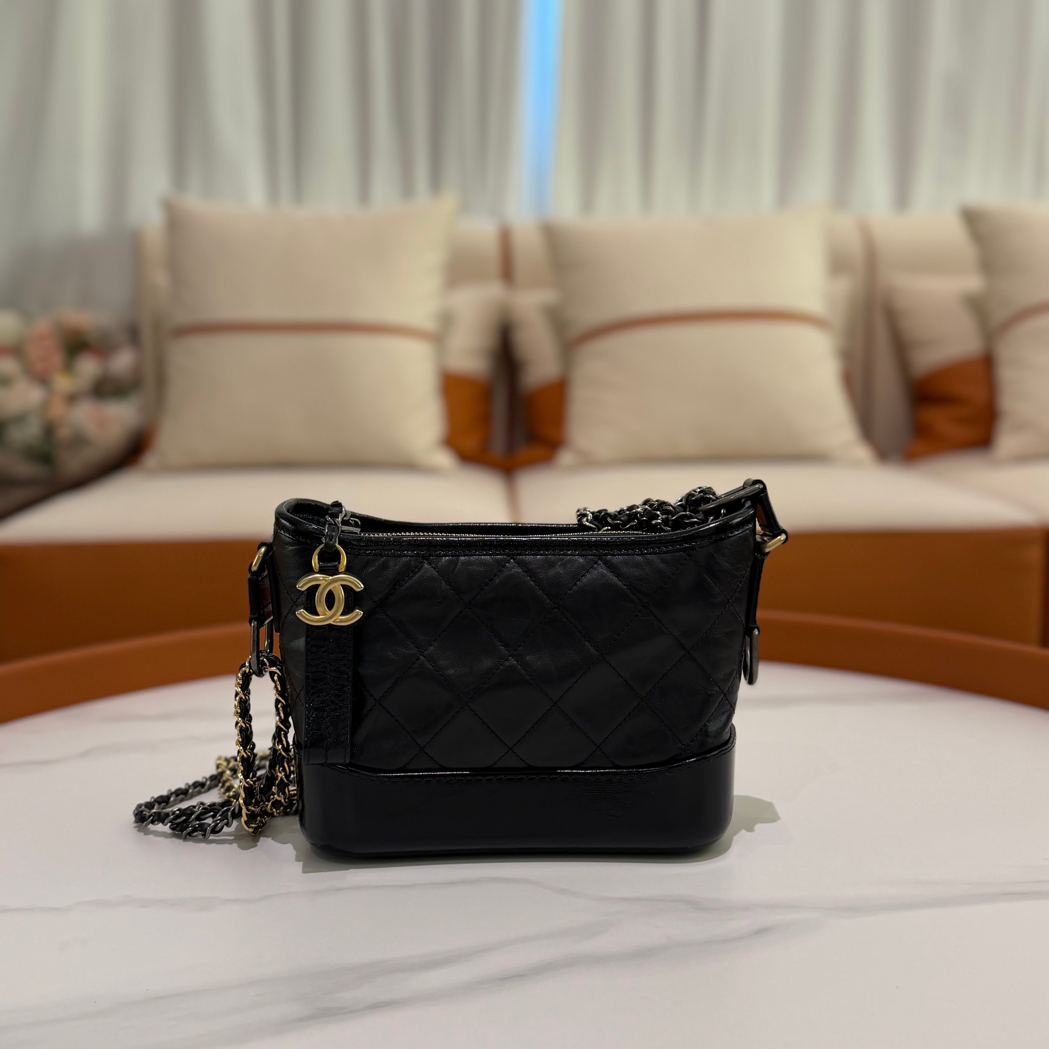 Chanel Gabrielle Small Black with Gold Hardware