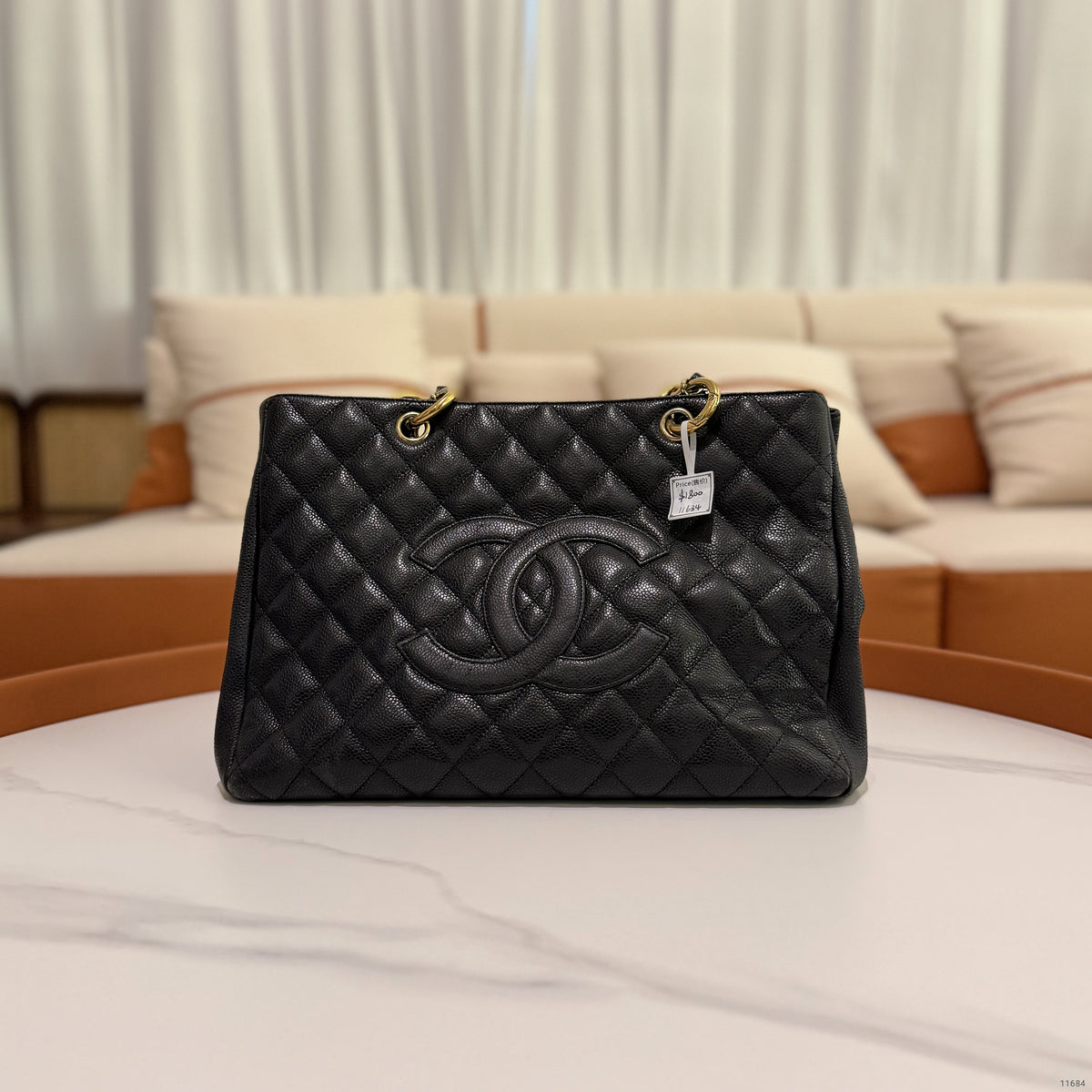 Chanel GST Grand Shopping Tote Black Caviar Leather with Gold Hardware