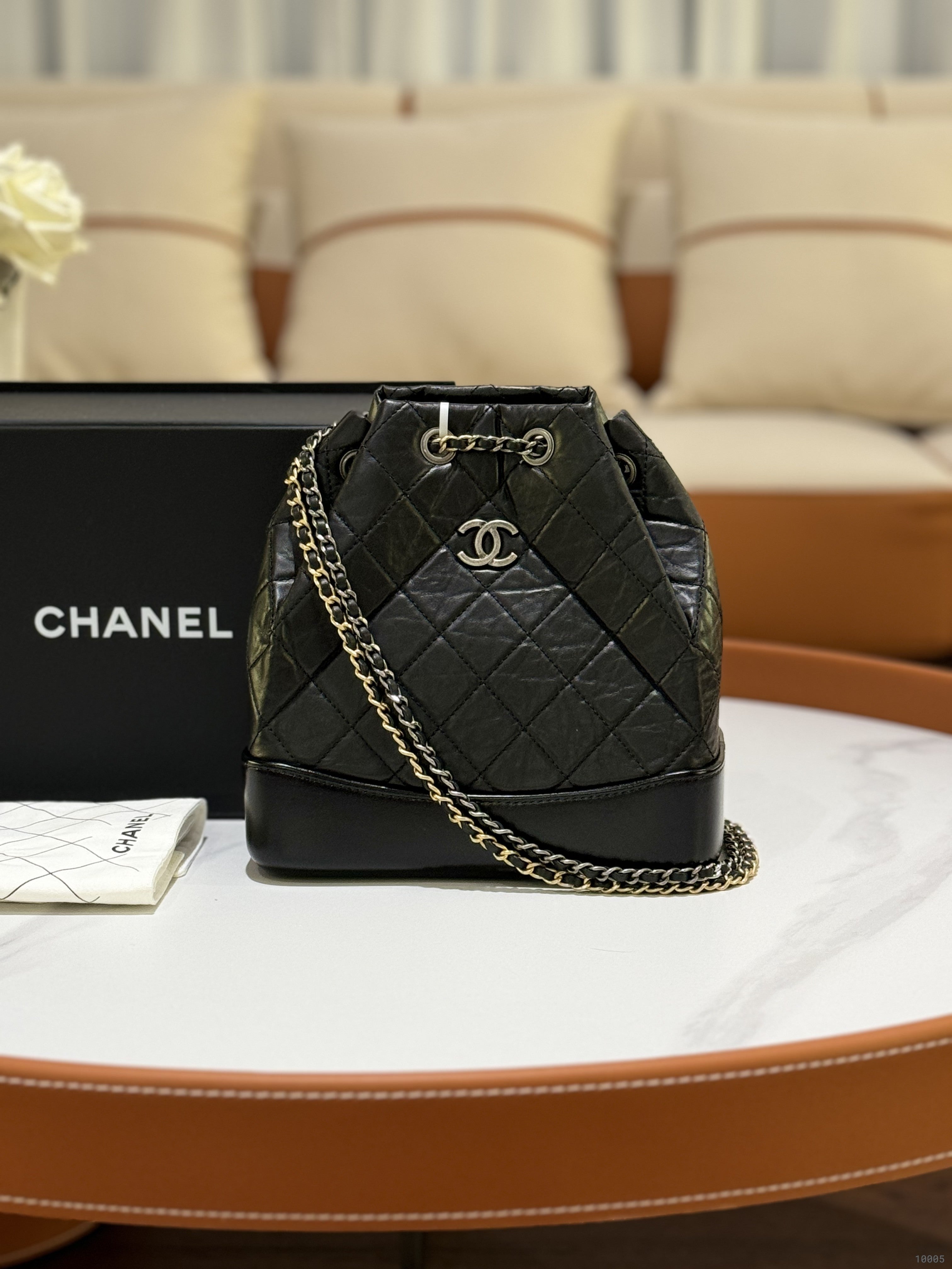 CHANEL GABRIELLE BACKPACK BLACK WITH CHIP | COLLINS RAIN