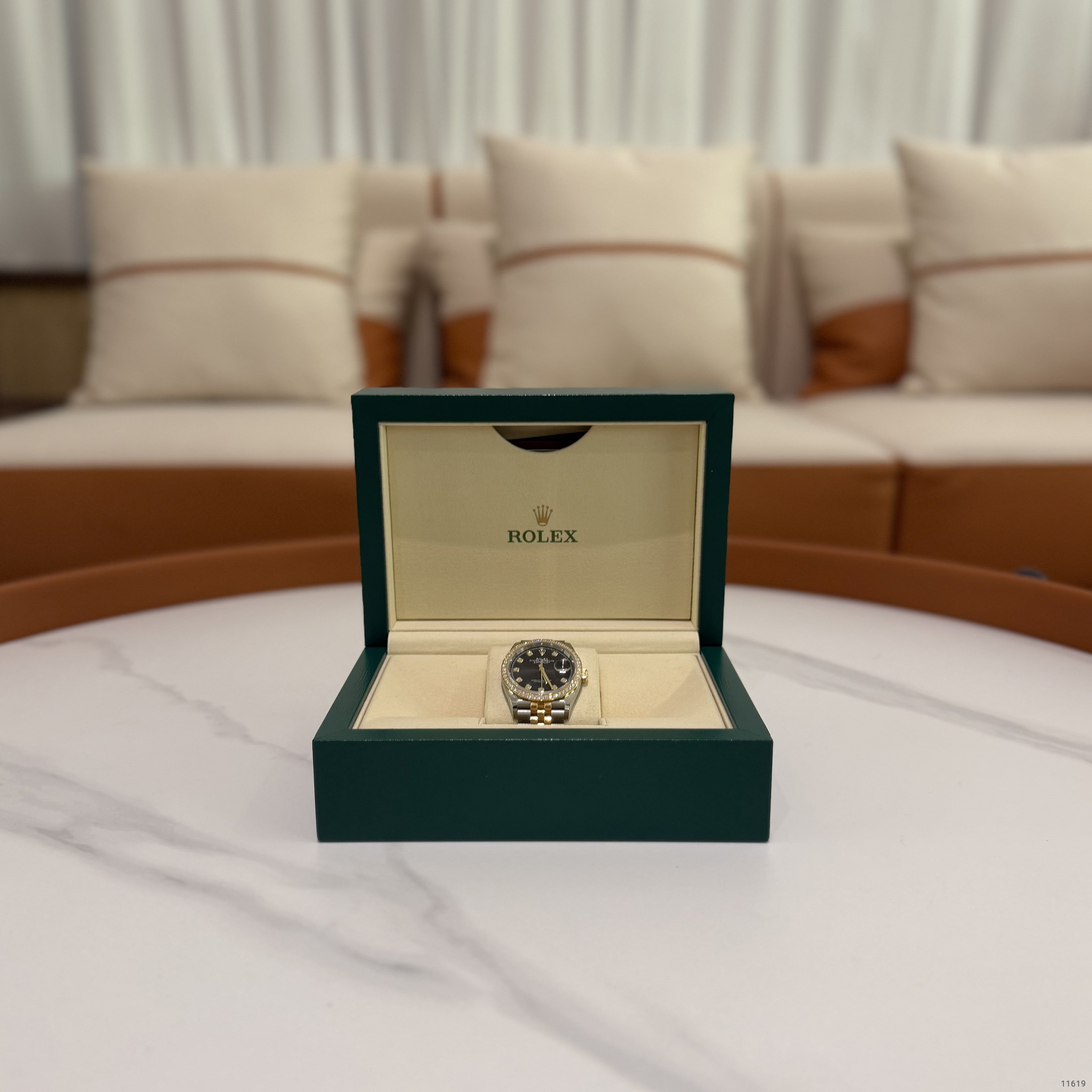 Rolex Datejust 36 126283RBR-0007 Black Dial Diamond Hour Markers & Diamond Bezel