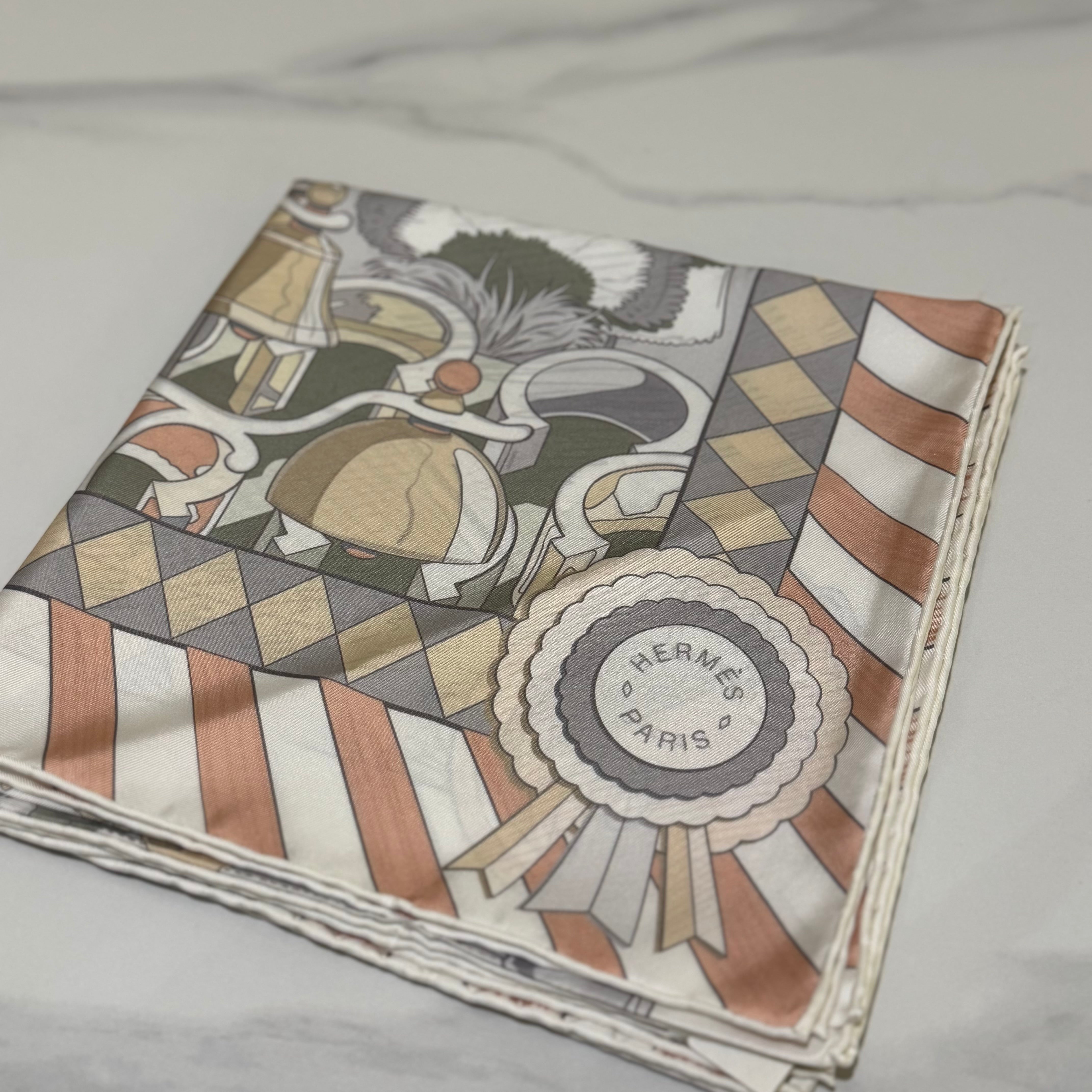 HERMES CARRE 90 ROSE SILK SCARF