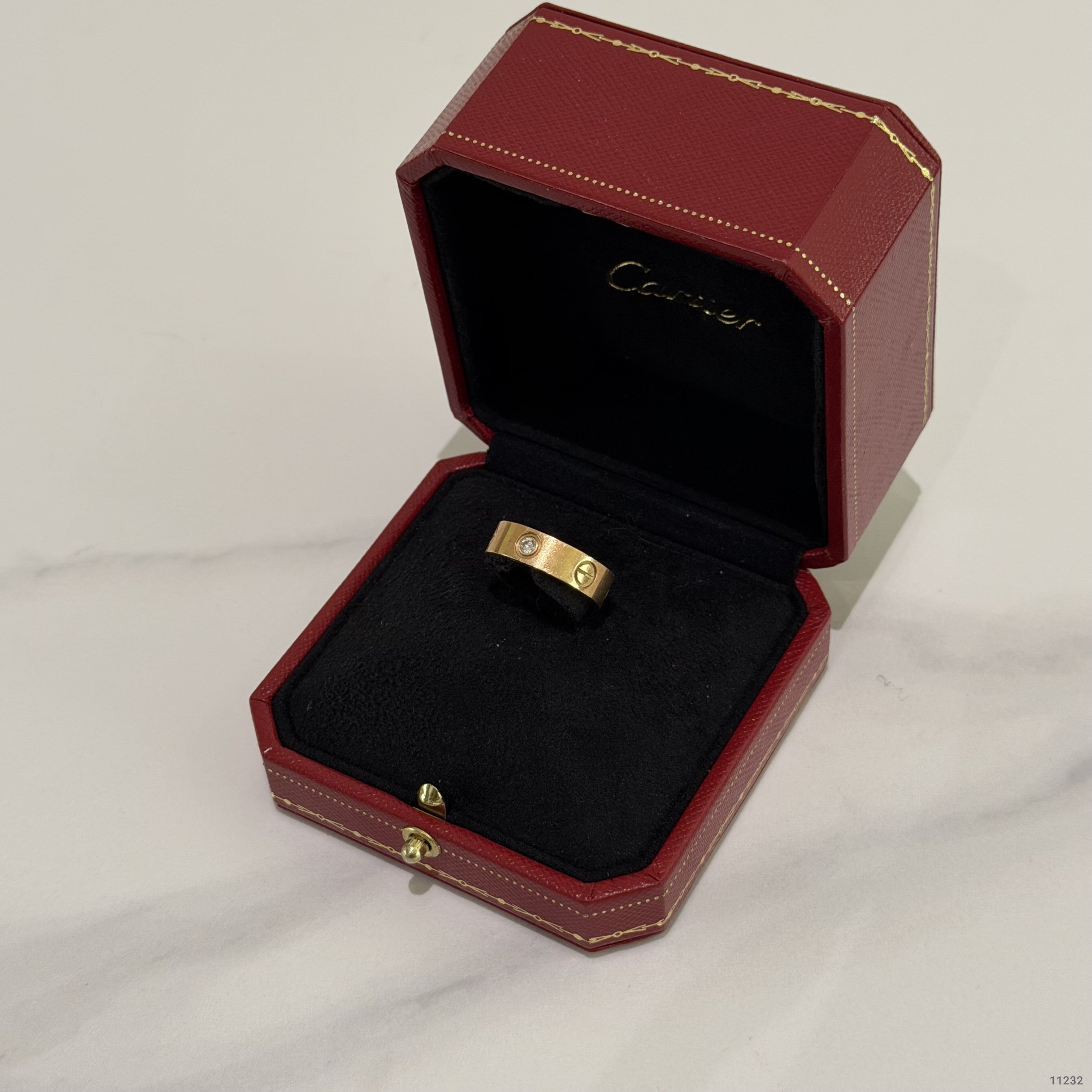 Cartier LOVE Wide Three-Diamond Ring 18K Rose Gold