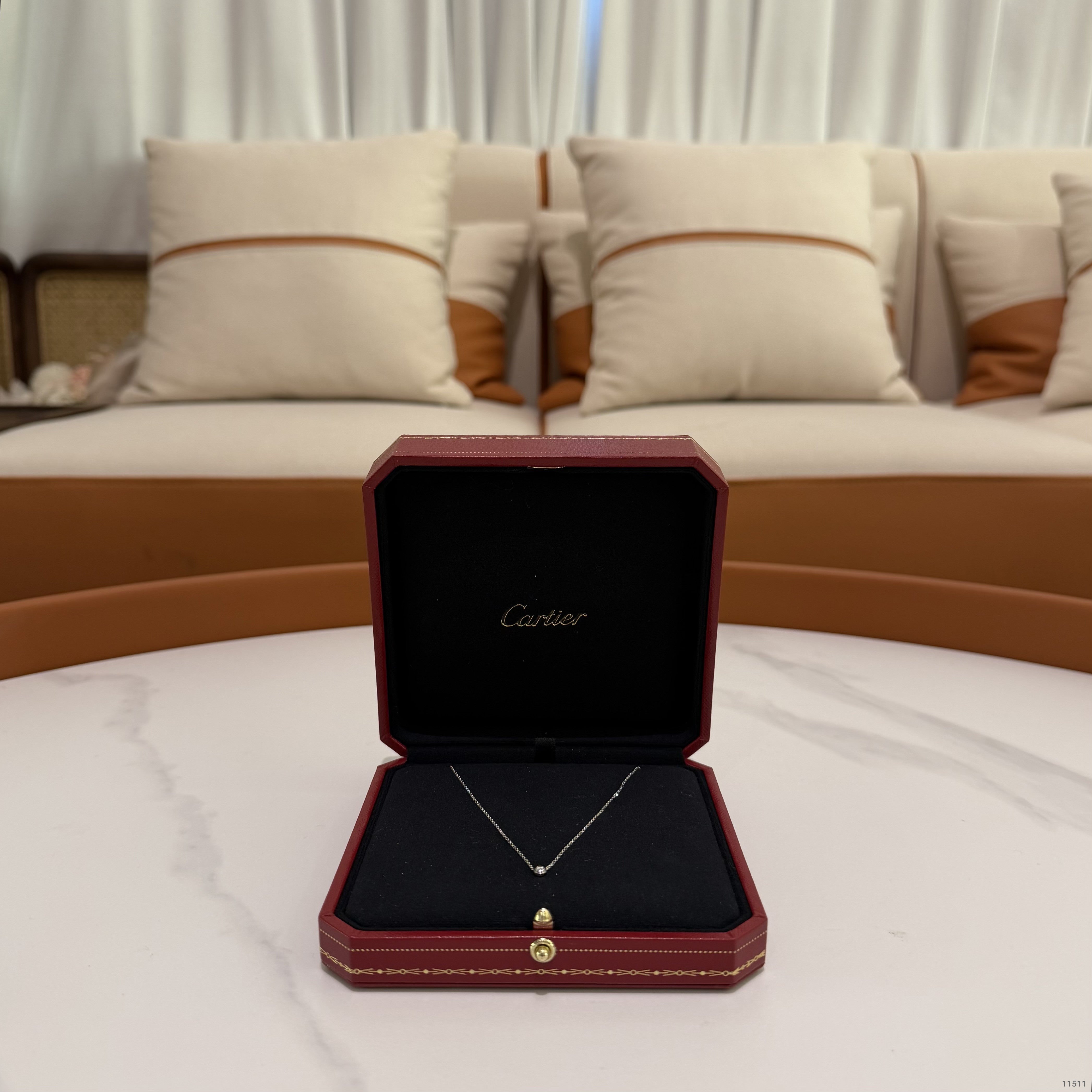 Cartier D’Amour Flying Saucer Single Diamond Necklace 18K White Gold 0.04ct