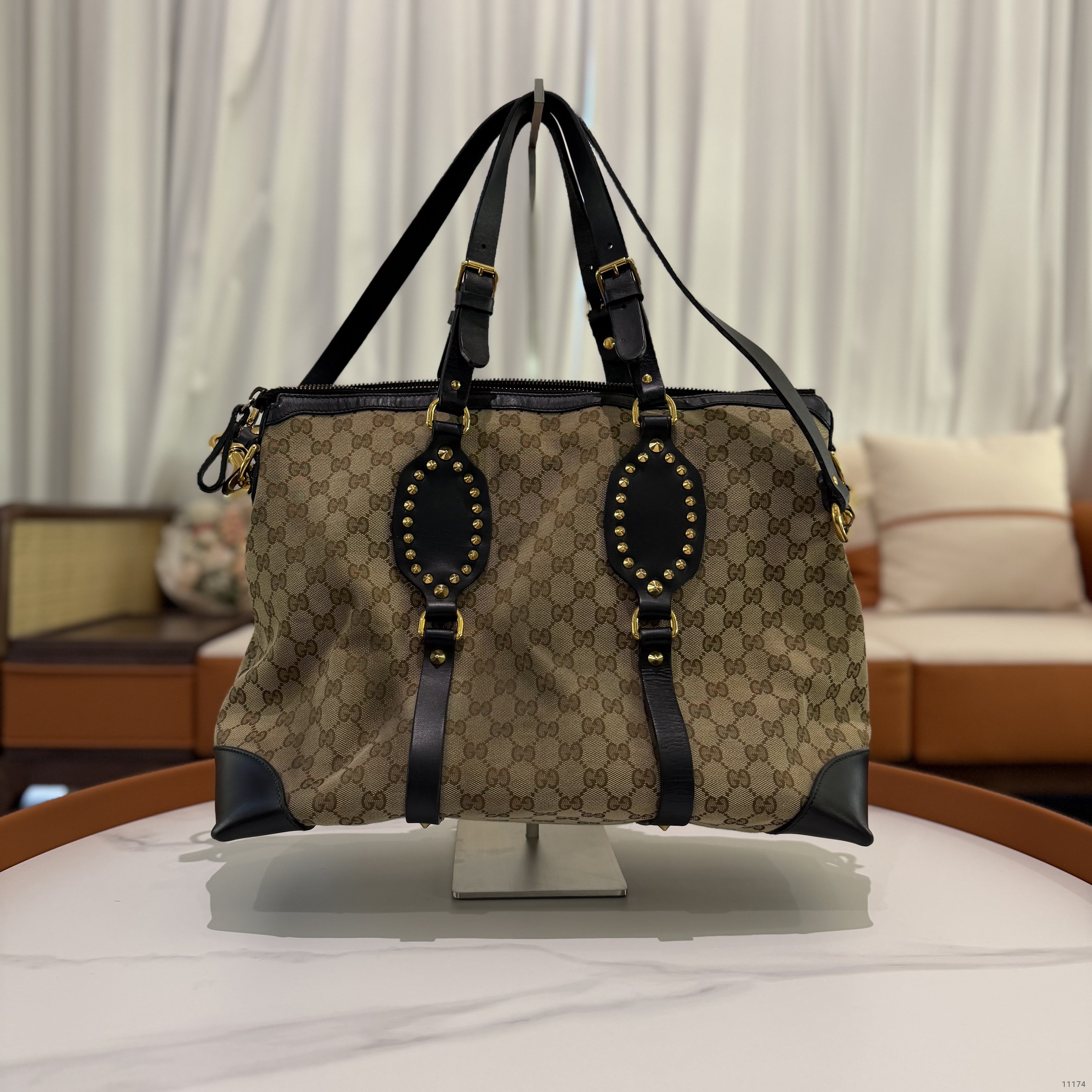 GUCCI VINTAGE STUDDED TOTE BAG