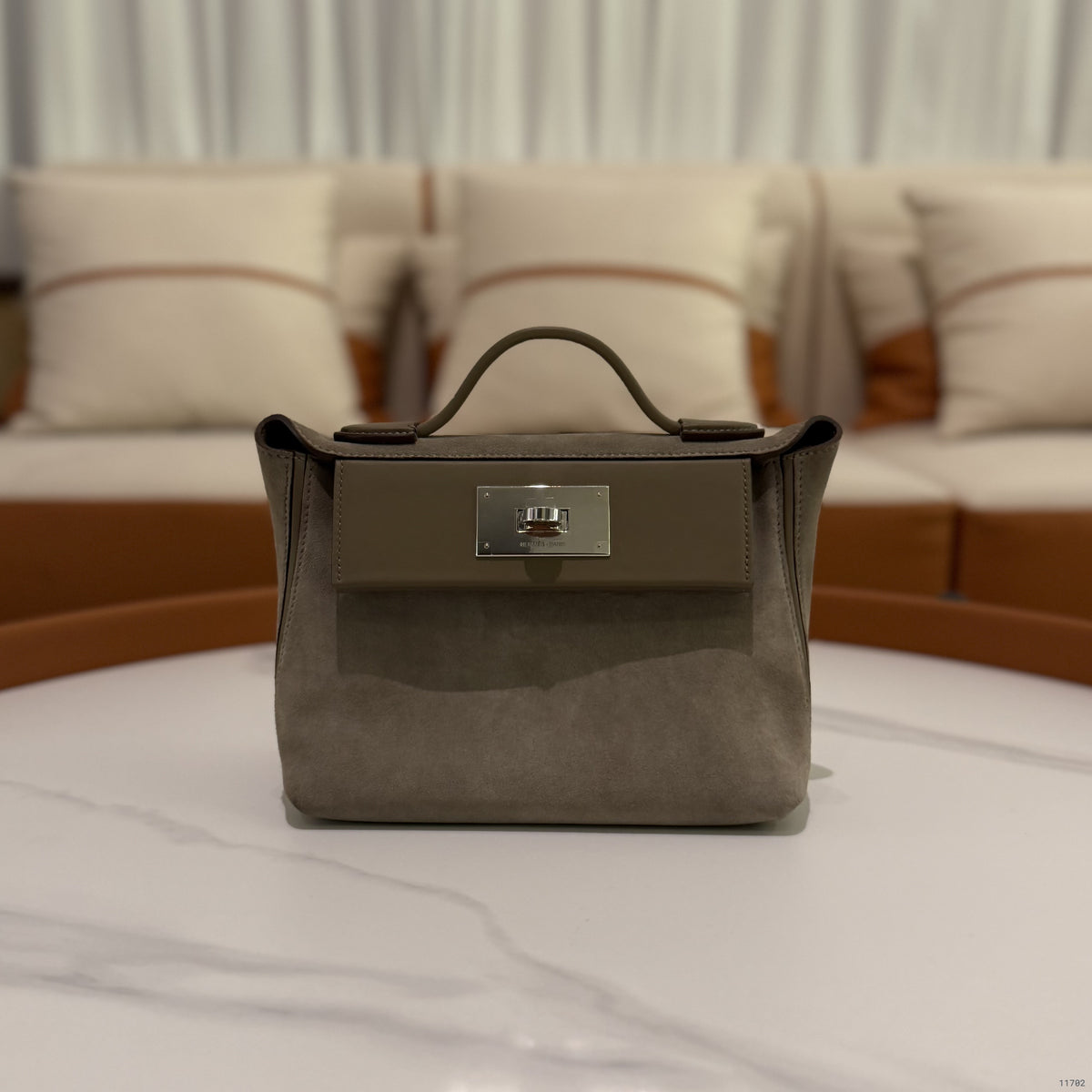 Hermes 24/24 Mini Etoupe Suede and Leather (Stamp K)