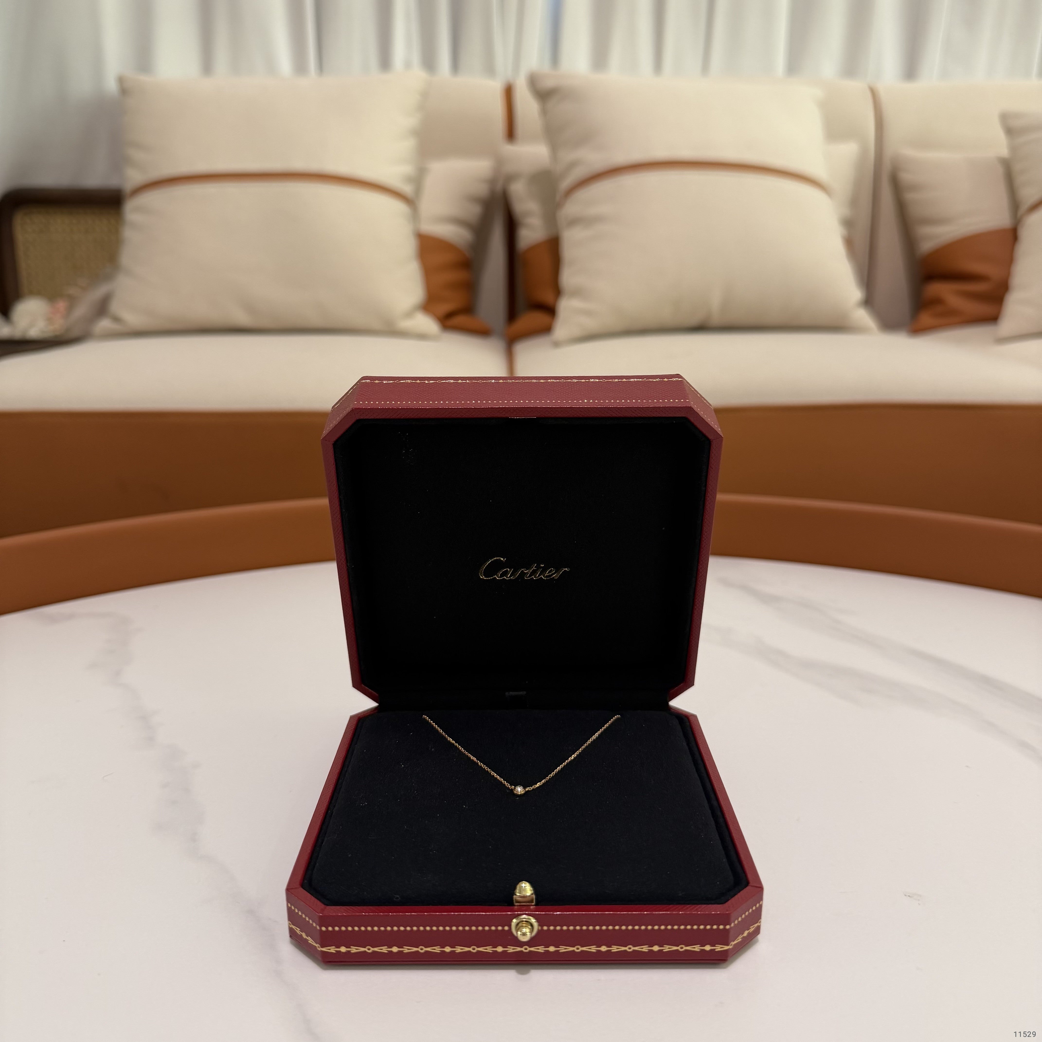 Cartier D’Amour Flying Saucer Single Diamond Necklace 18K Rose Gold 0.04ct