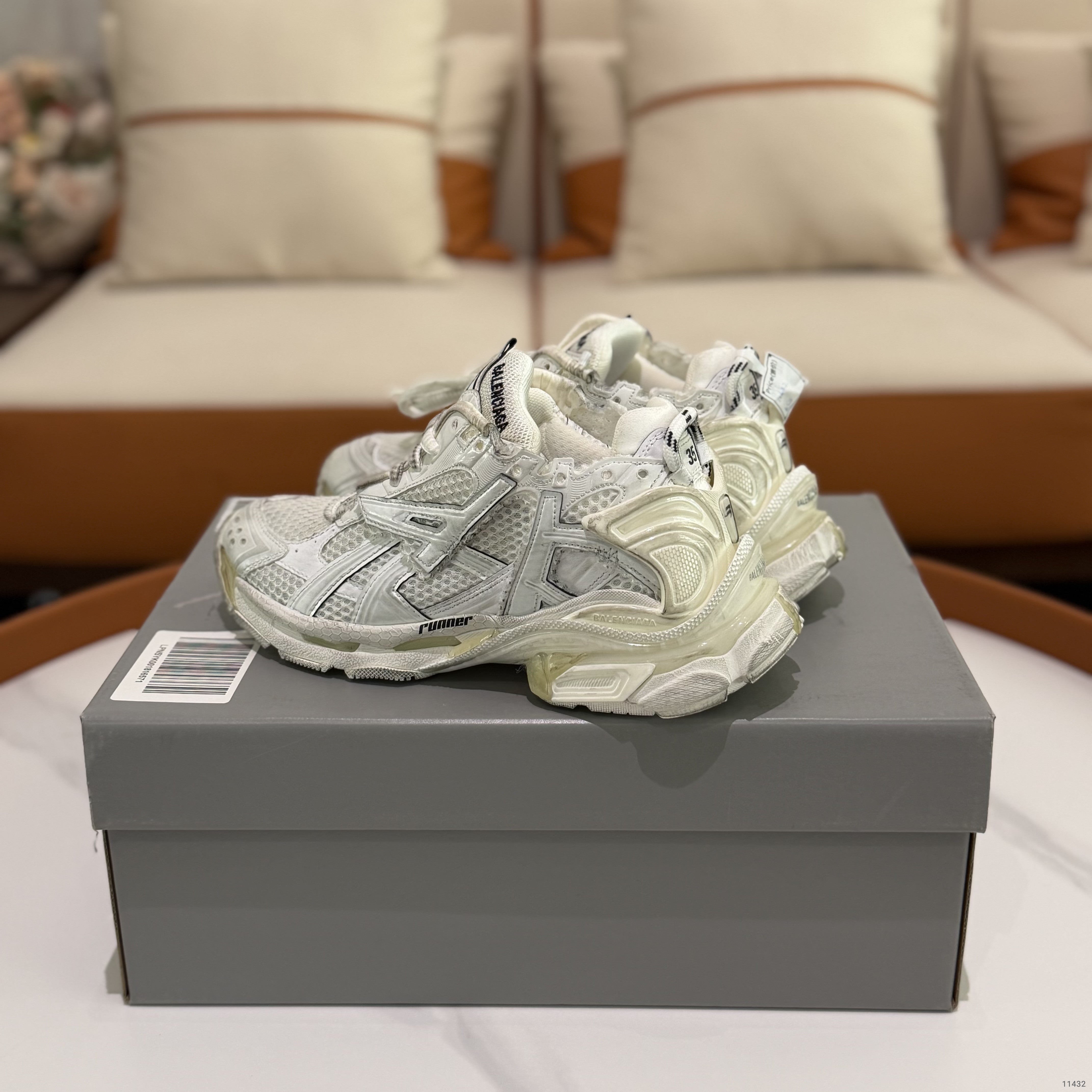 Balenciaga Runner Distressed White Sneakers