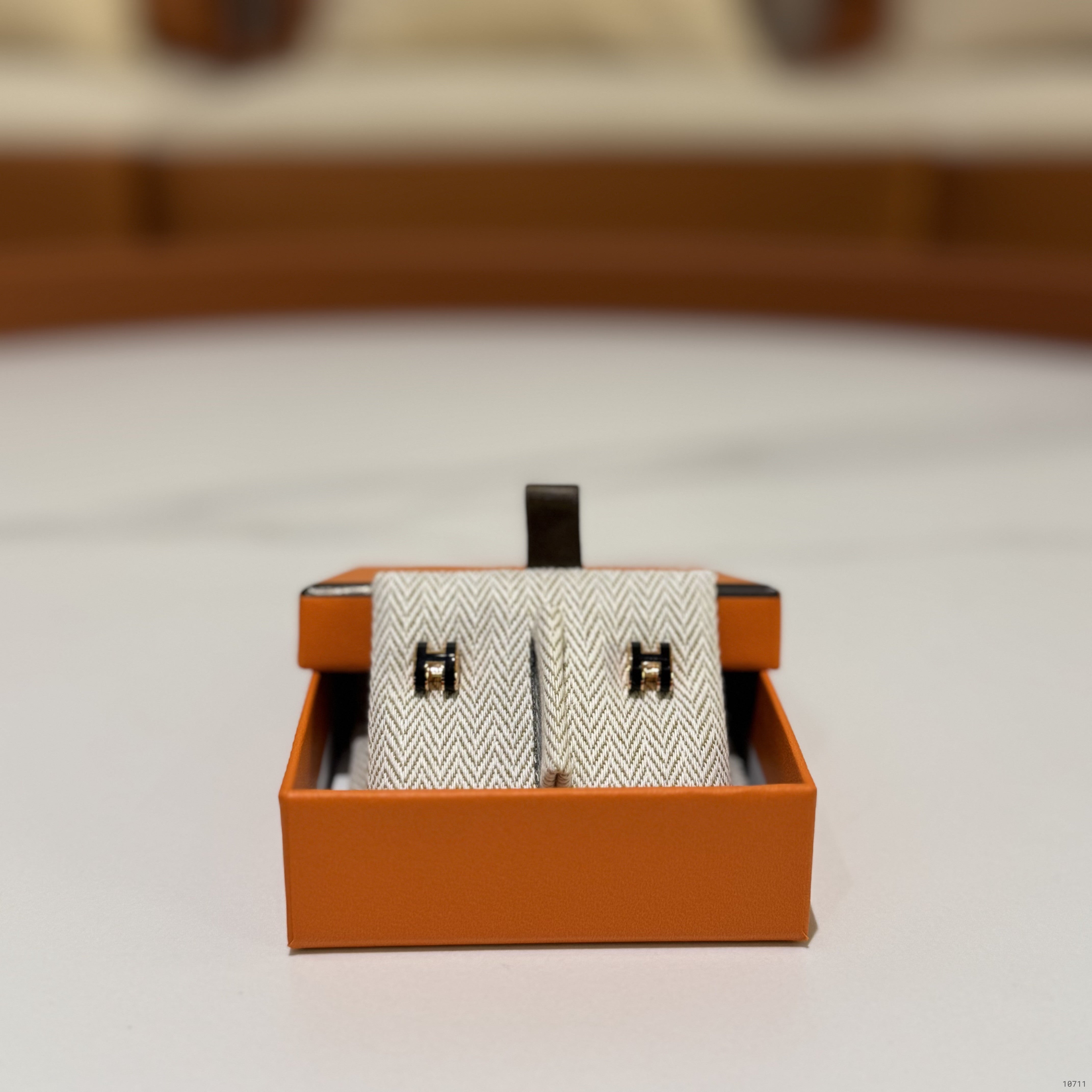 HERMES MINI POP H ROSE GOLD BLACK MINI EARRINGS