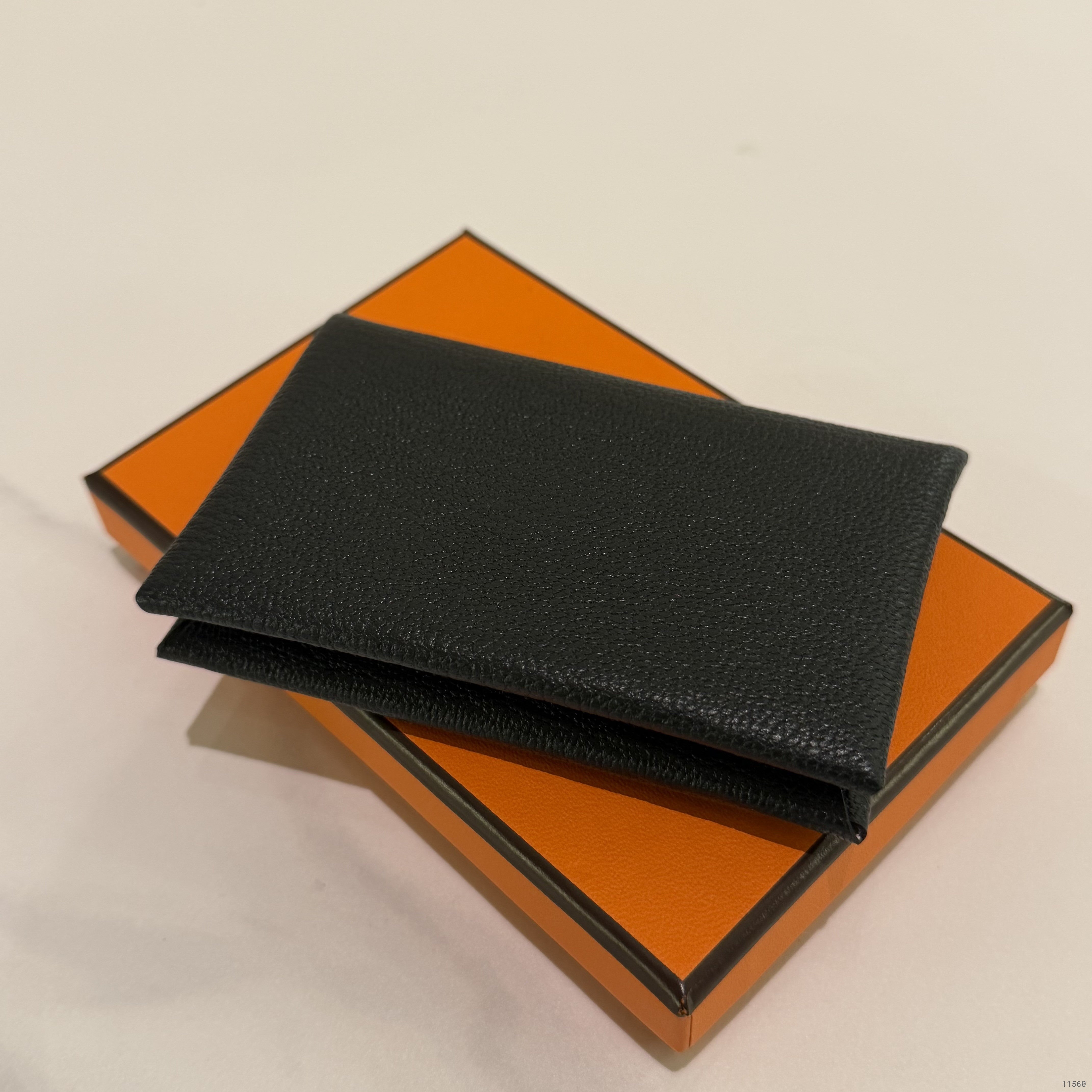 Hermes Calvi Verso Card Holder W Stamp Bleu Ocean / Mauve Pale