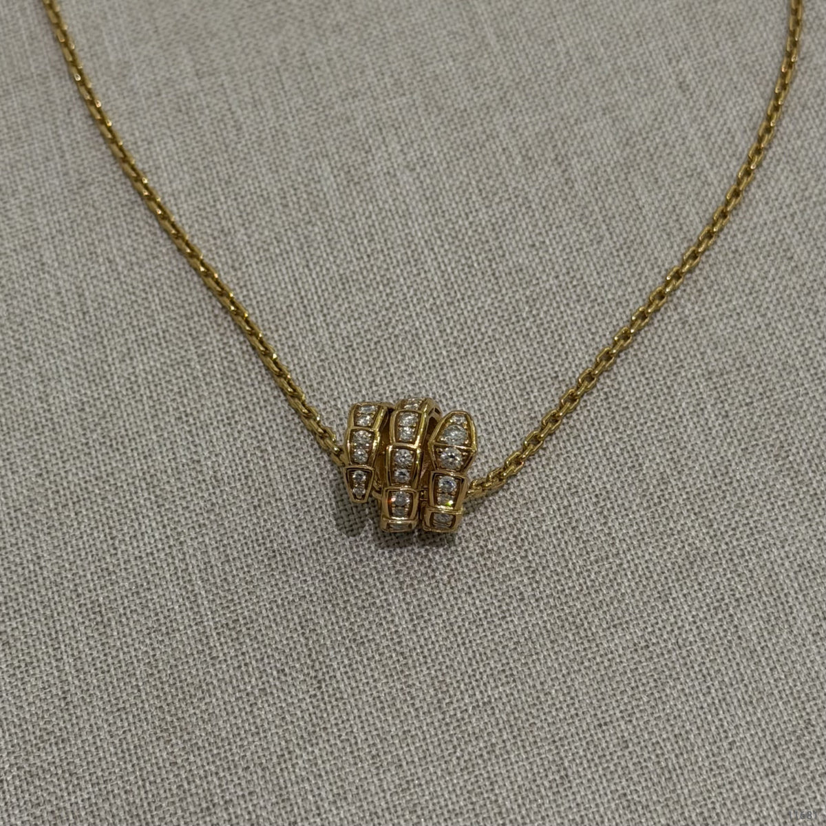 Bvlgari Serpenti Viper Full Diamond Necklace 18K Rose Gold