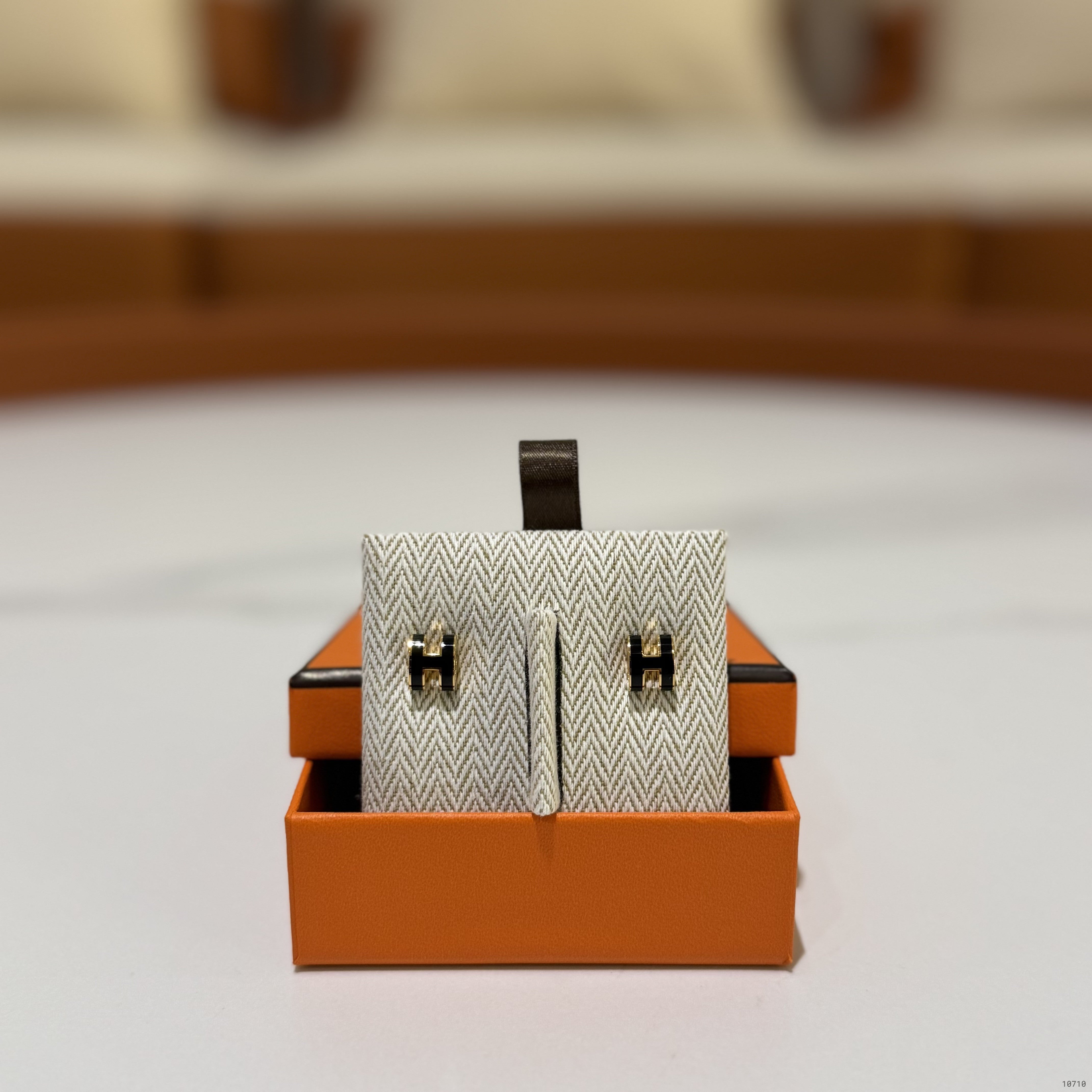 HERMES MINI POP H BLACK MINI EARRINGS