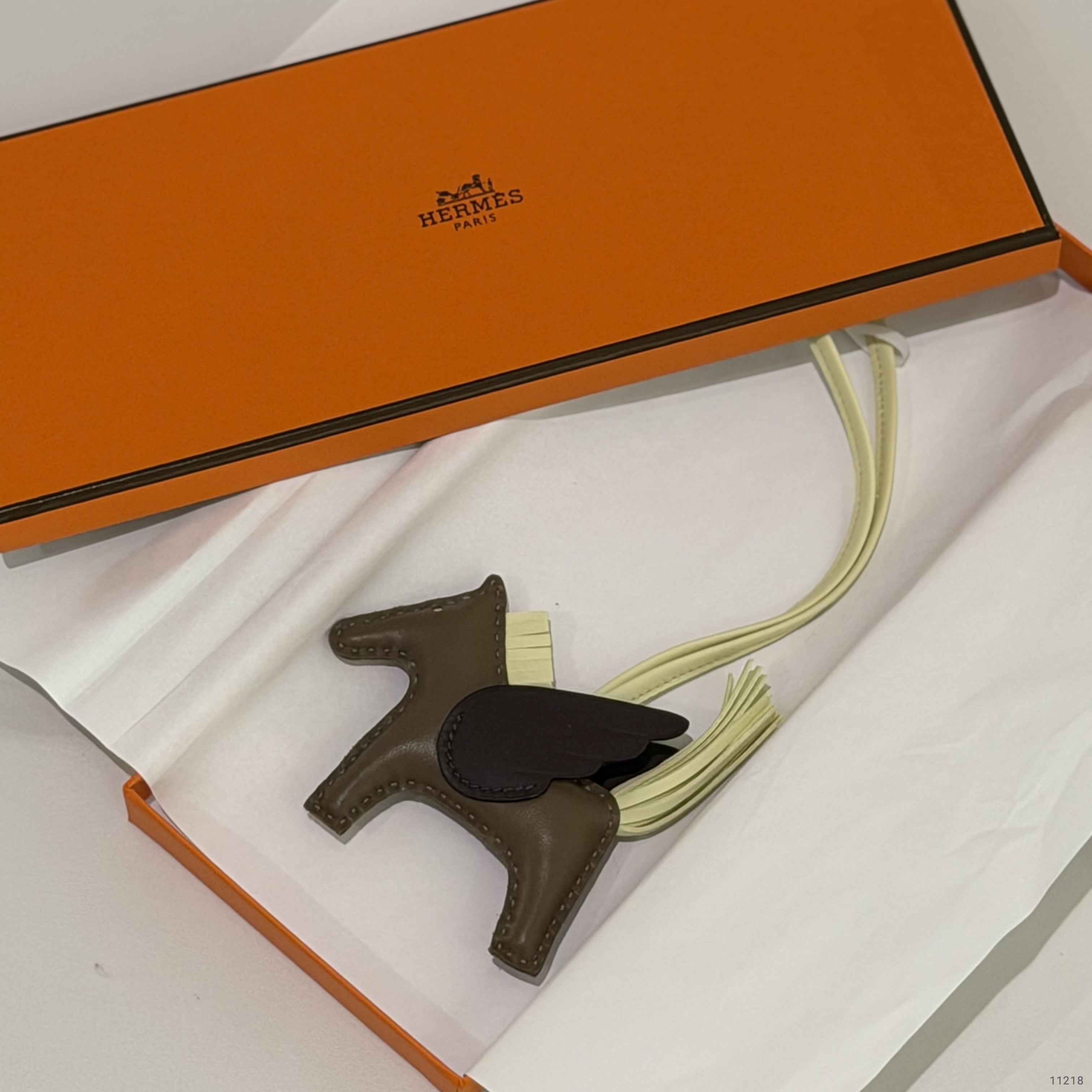 HERMES Rodeo Bag Charm Brown & Yellow