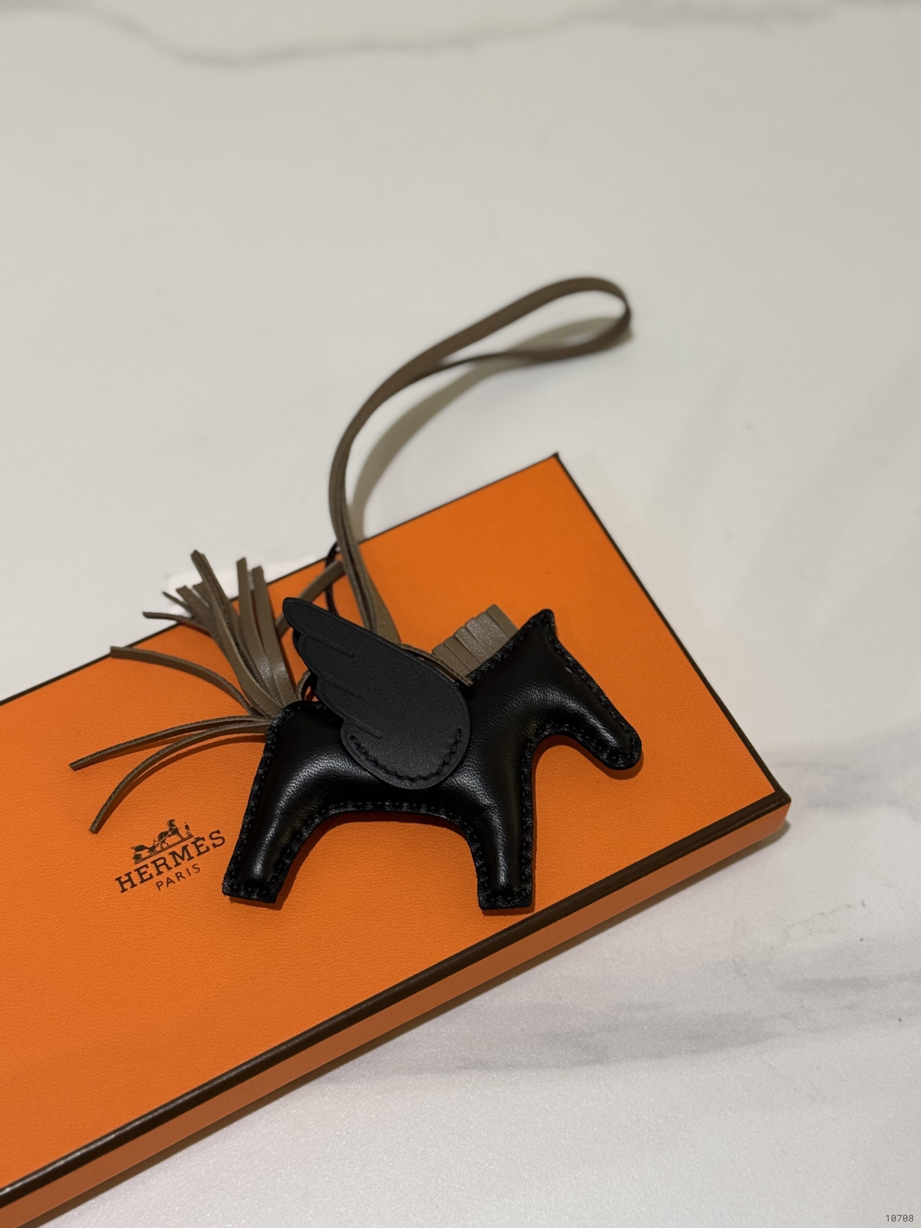 HERMES RODEO BAG CHARM BLACK & BROWN