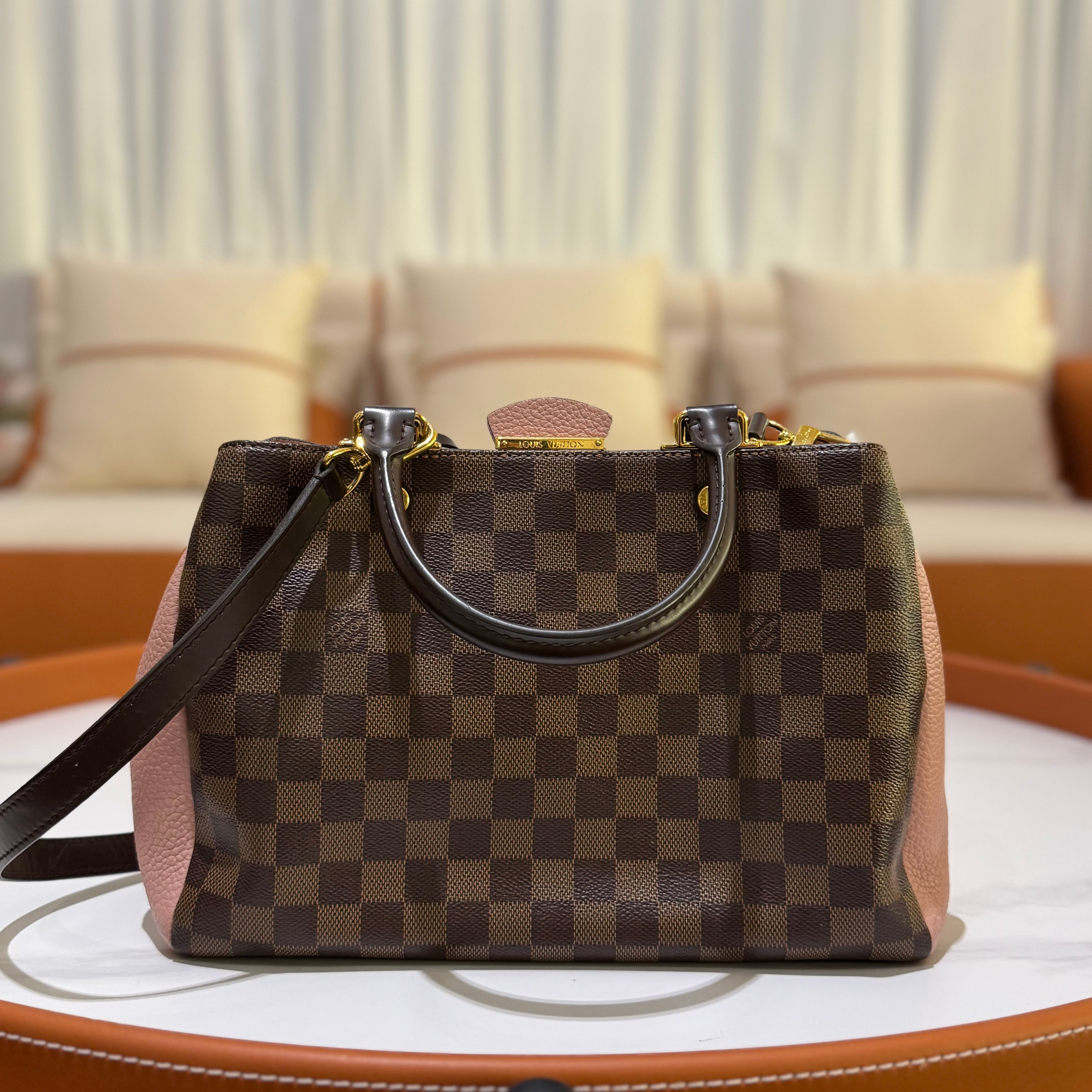 LOUIS VUITTON BRITTANY MUGUET PINK LEATHER WITH DAMIER EBENE COMBINATION
