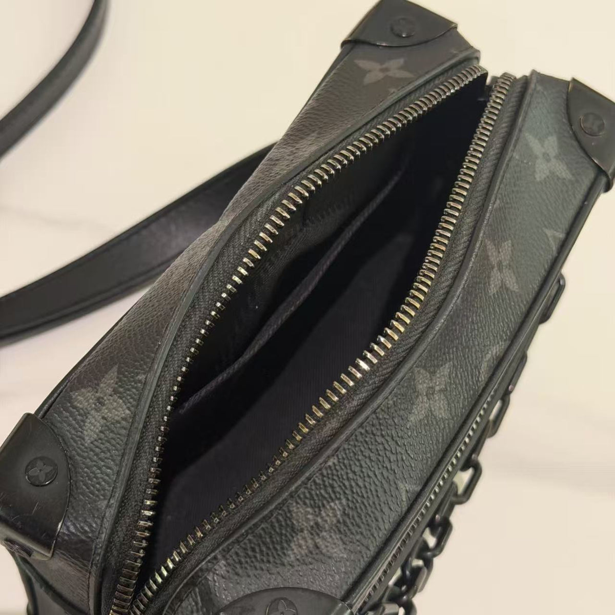 Louis Vuitton Soft Trunk Black Monogram Eclipse Chain Box Bag | LOUIS VUITTON