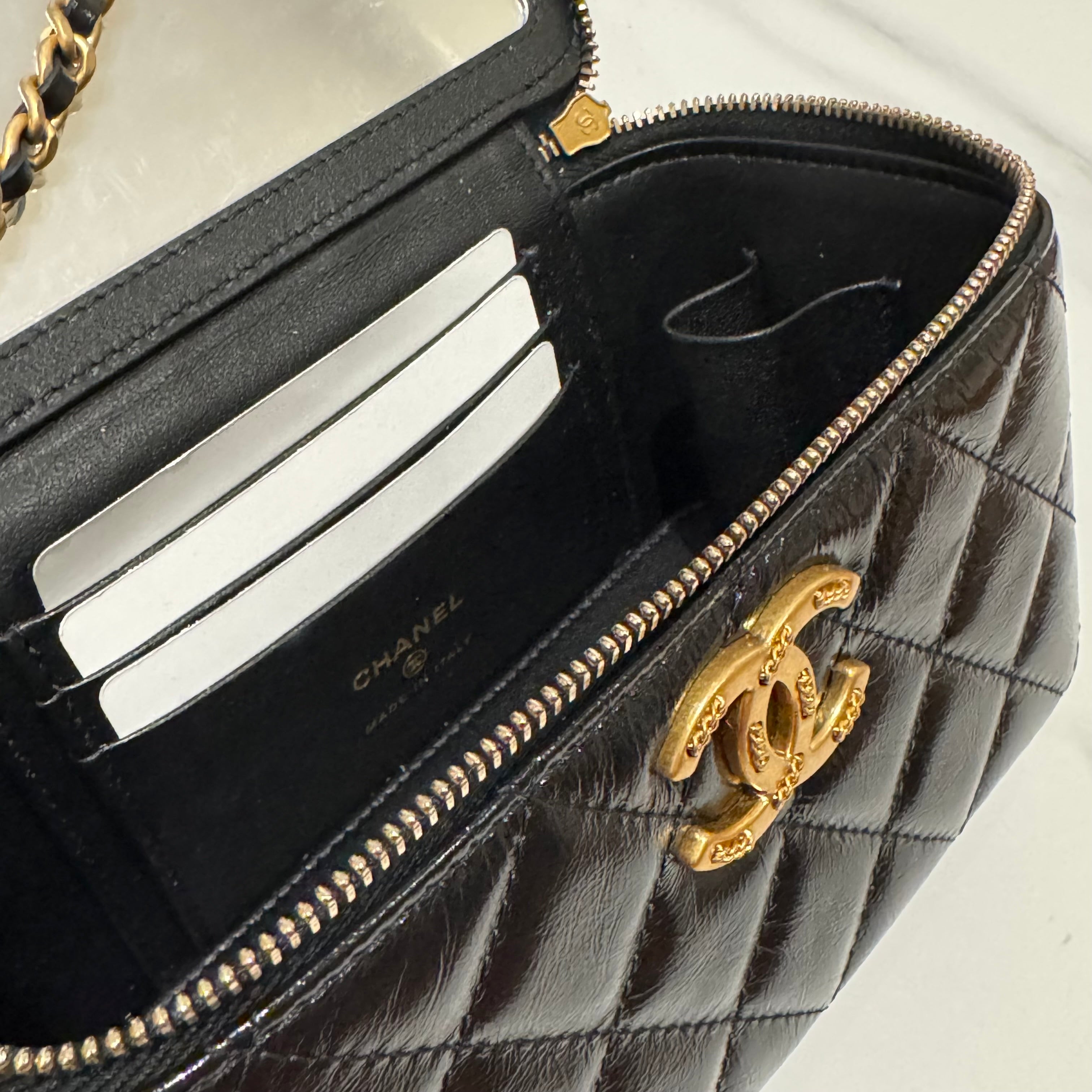 CHANEL Timeless Classic Long Vanity Case in Glazed Calfskin