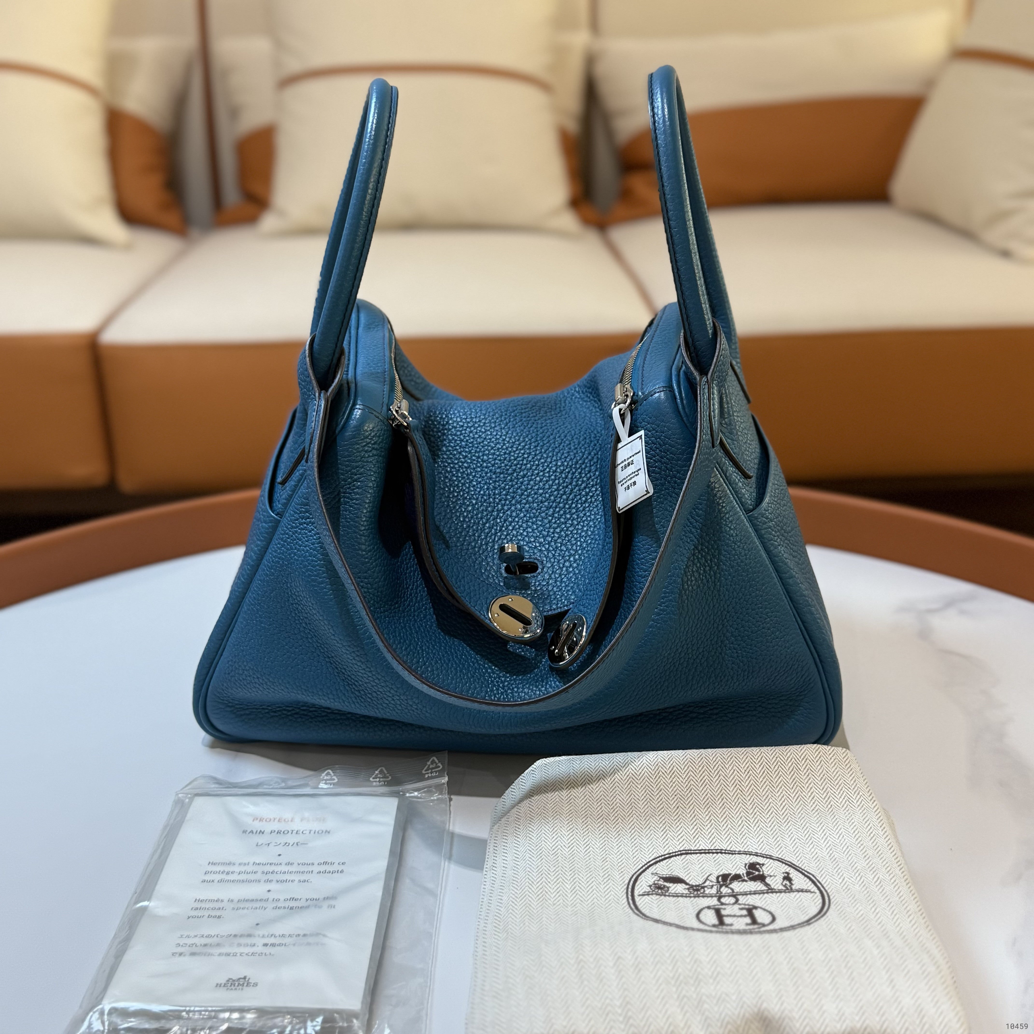 HERMES LINDY 30 AND TURQUOISE BLUE SILVER STAMP R