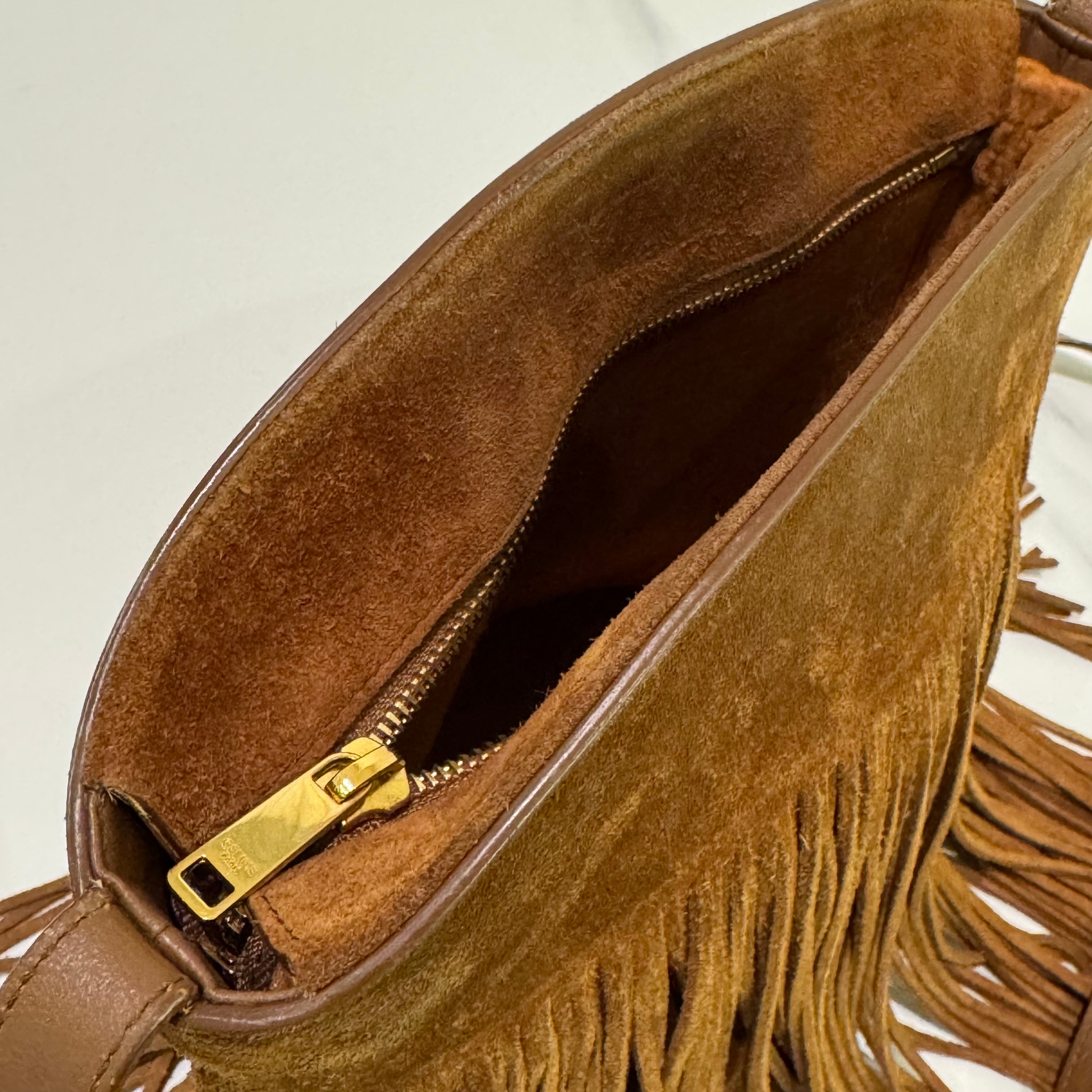 CELINE BUCKET CRECY SUEDE HORSEBIT TASSLE BAG
