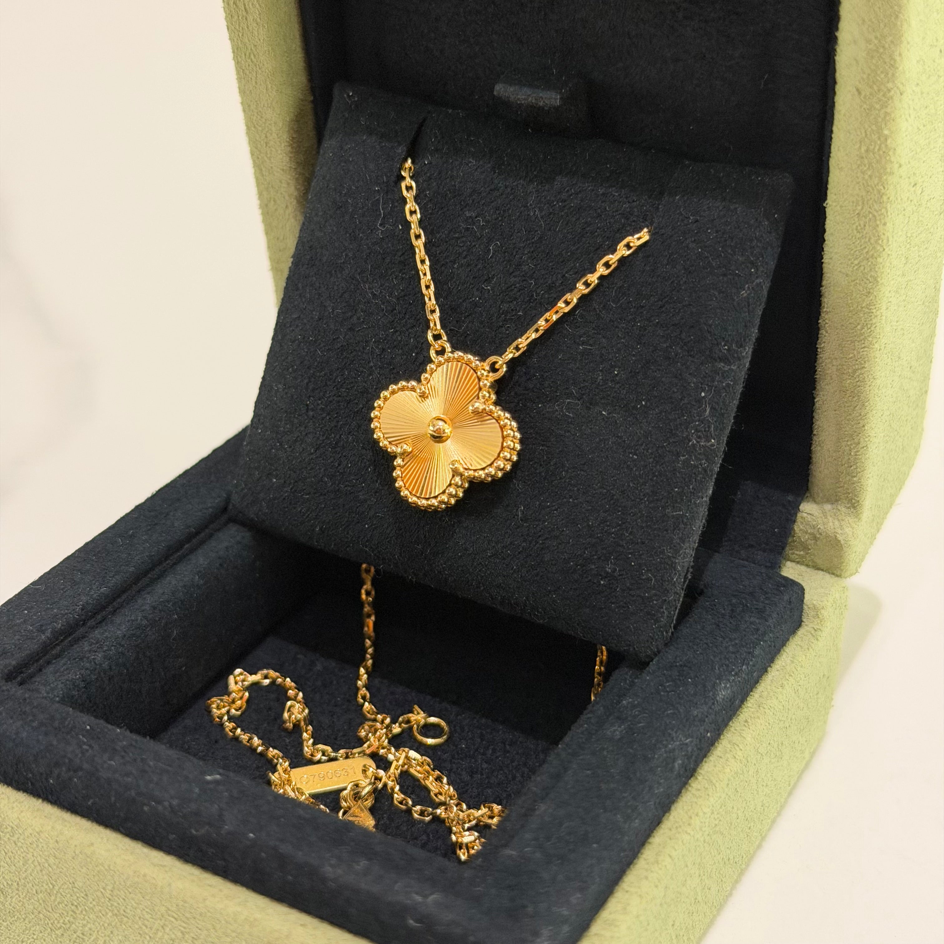 Van Cleef & Arpels 18K Yellow Gold Guilloché Necklace (Medium Model)