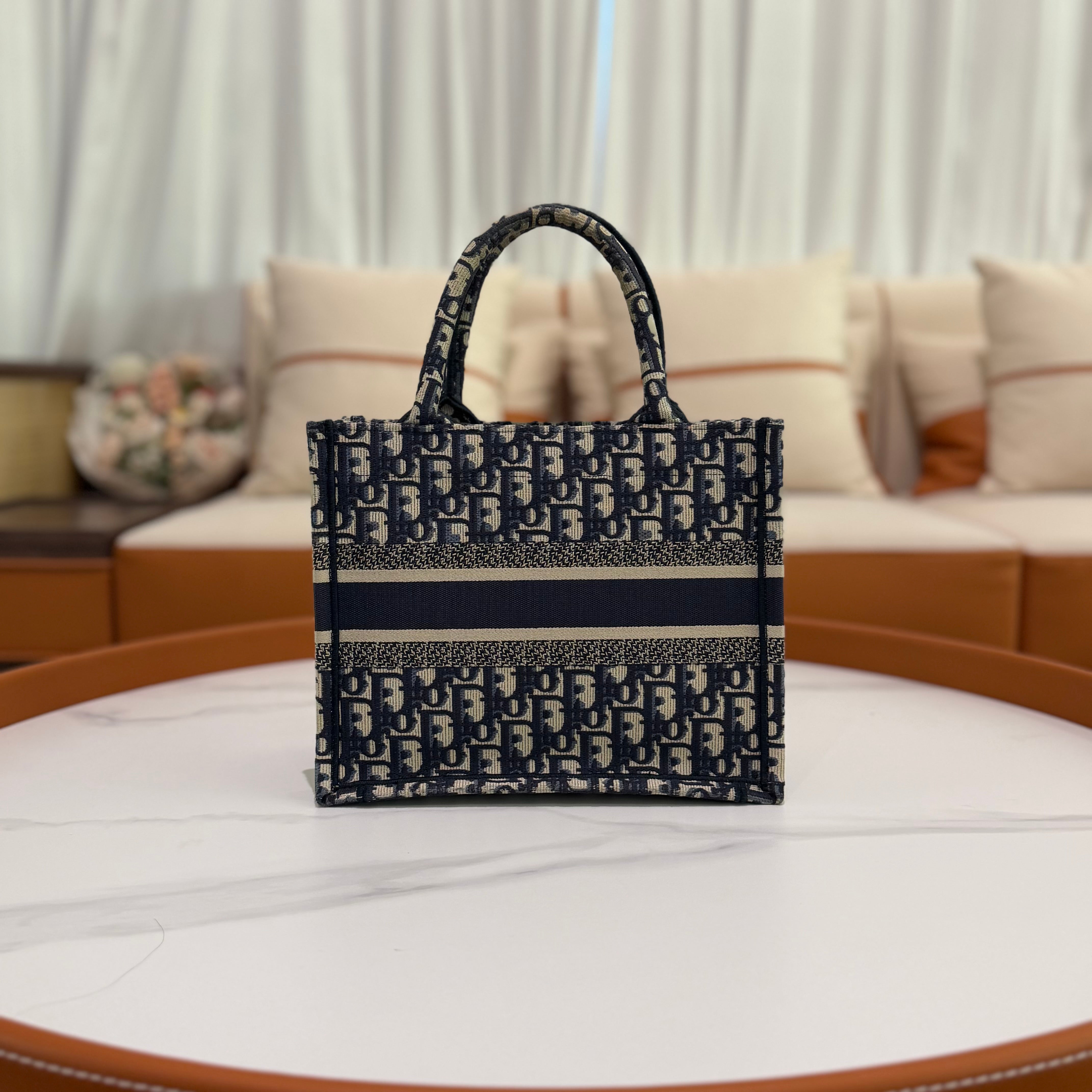Dior Book Tote Monogram Blue Small Tote Bag