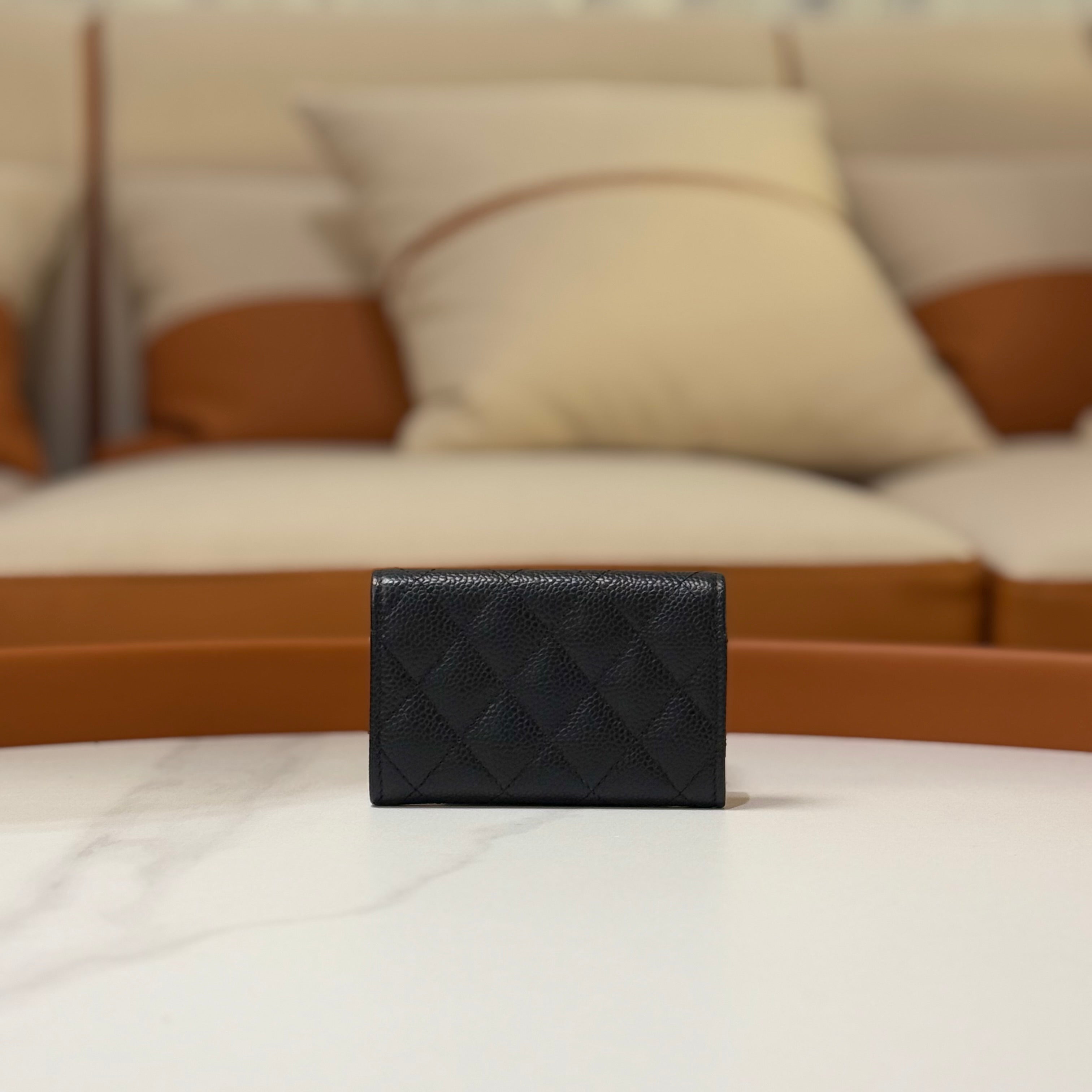 CHANEL CLASSIC FLAP WALLET BLACK CAVIAR LEATHER WALLET