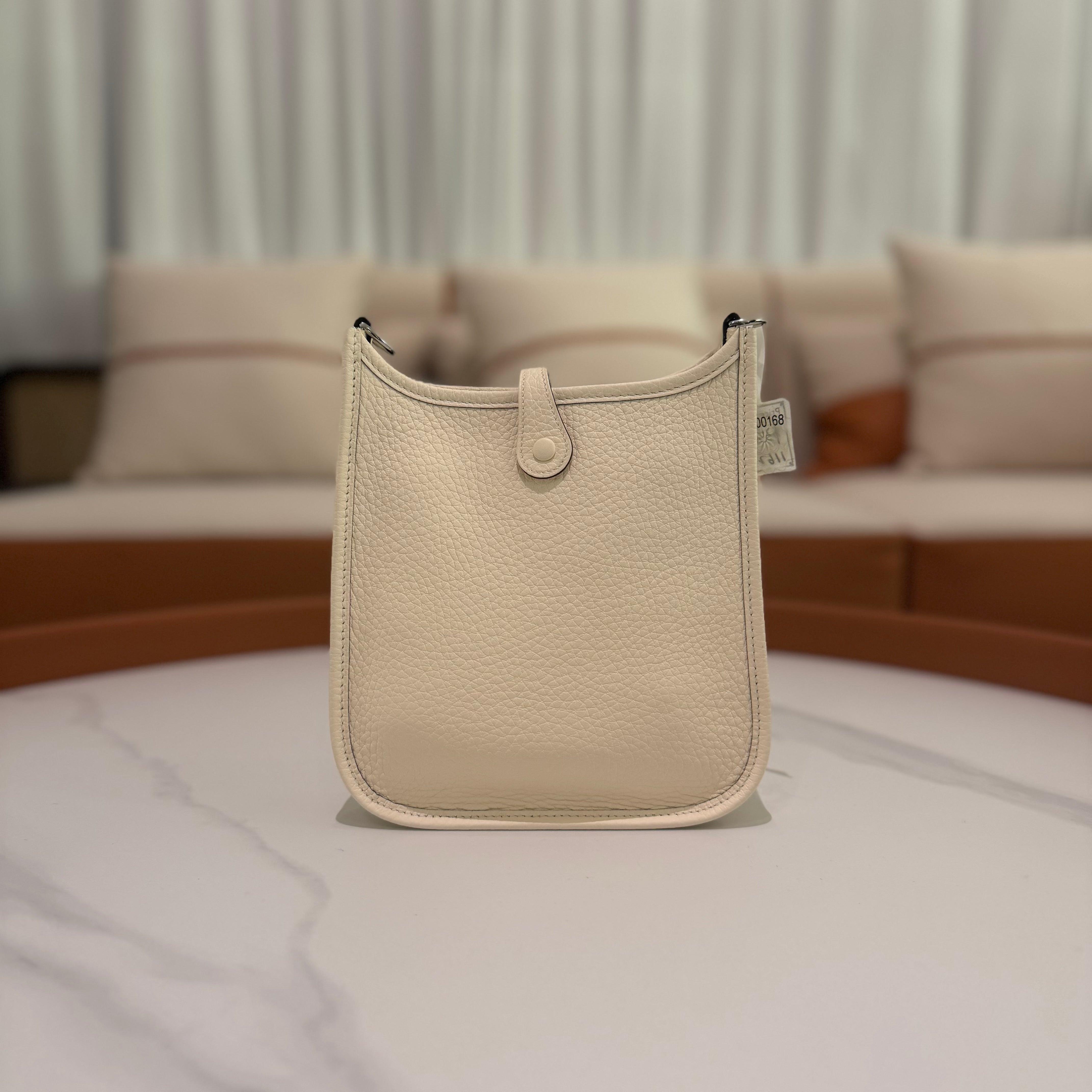 Hermes Mini Evelyne Craie with Silver Hardware (Stamp K)