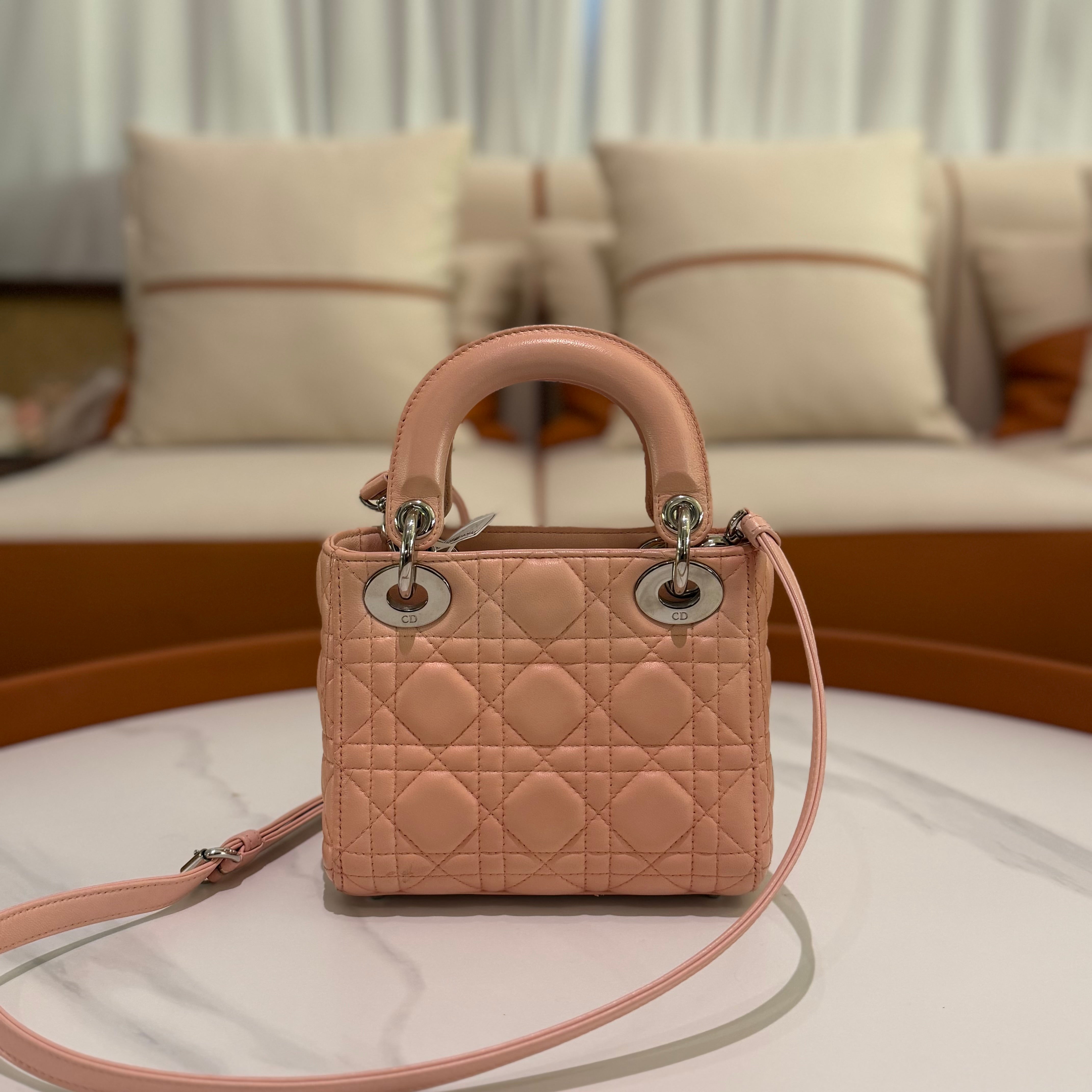 Dior Lady Dior Small Pink Lambskin Bag