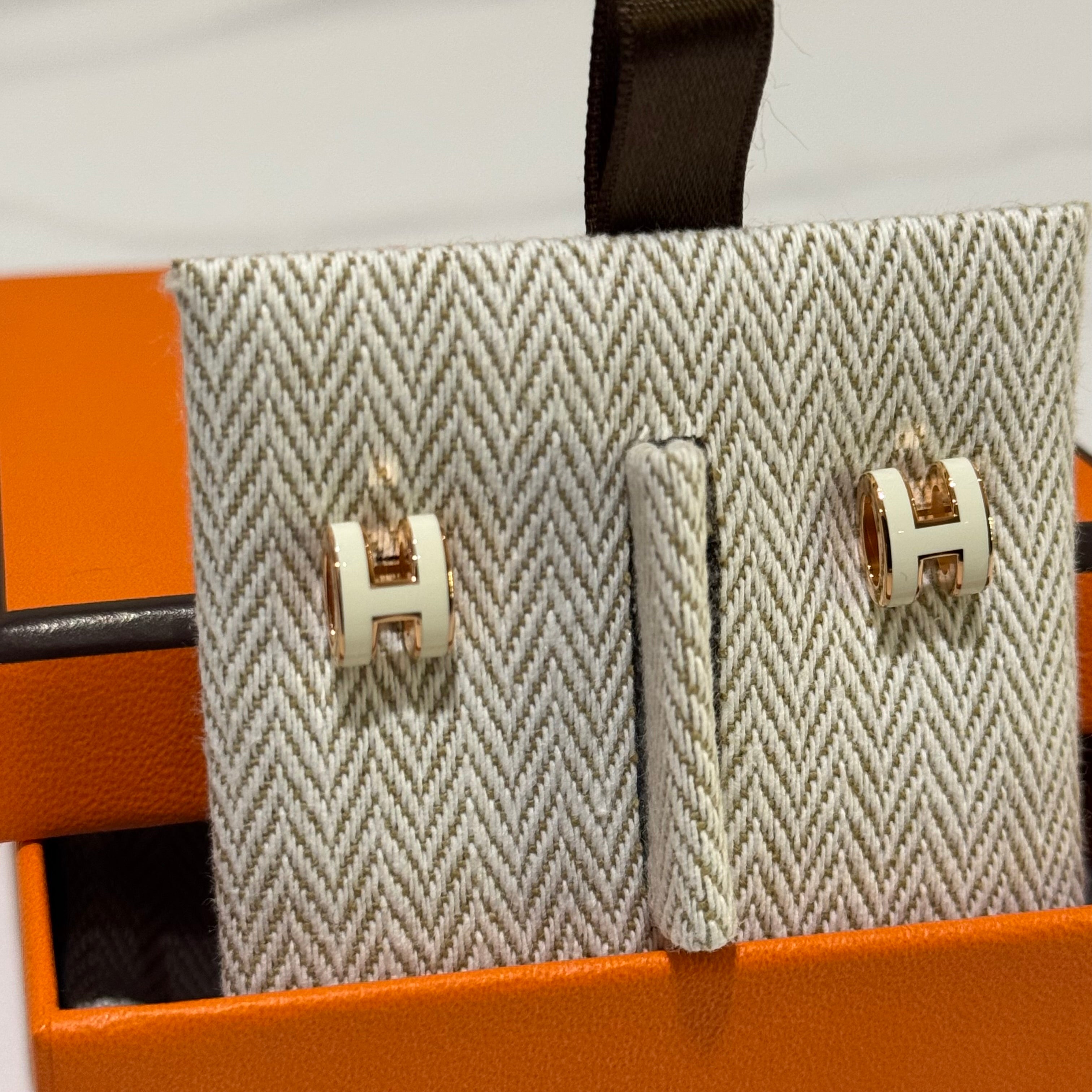 HERMES MINI POP H WHITE MINI EARRINGS