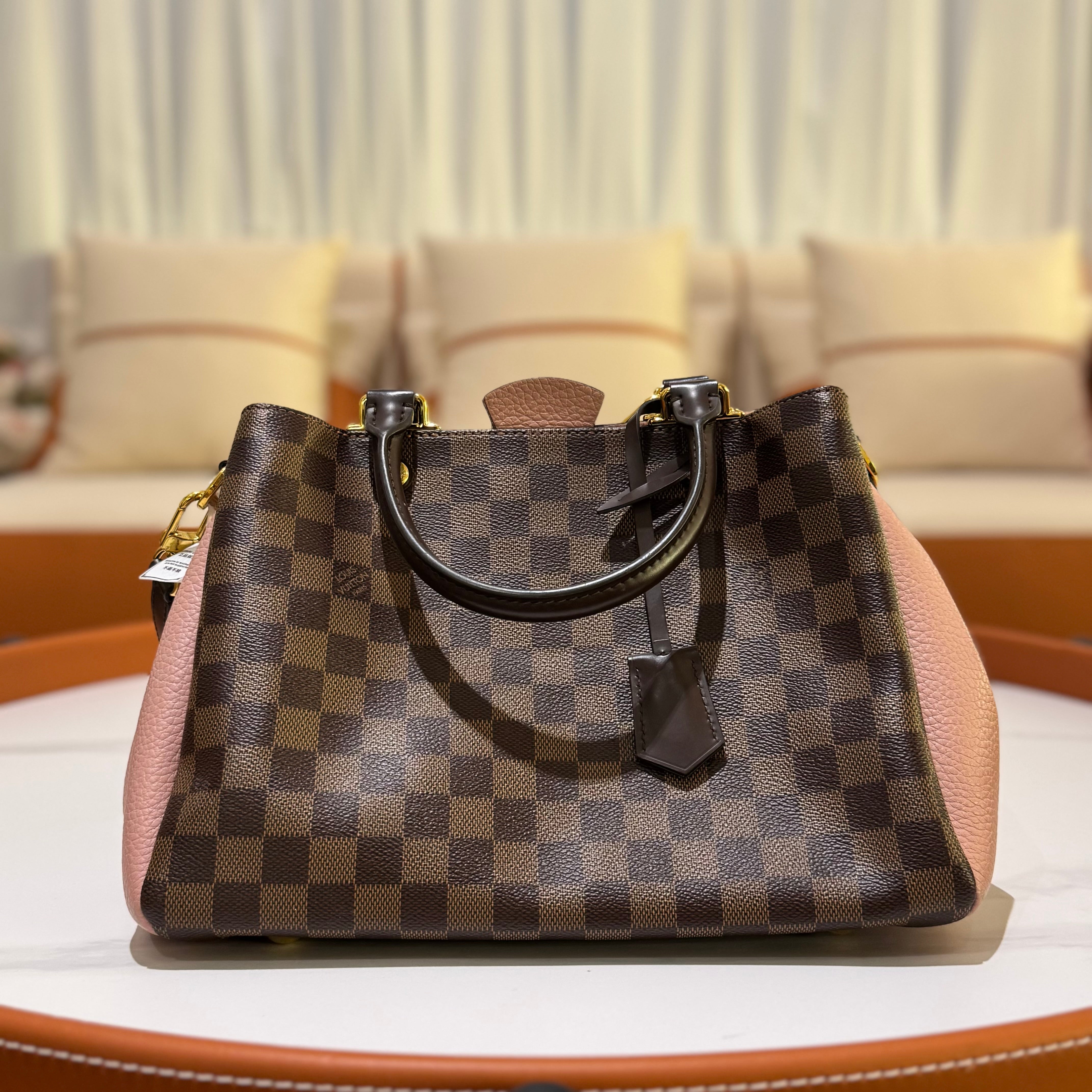 LOUIS VUITTON BRITTANY MUGUET PINK LEATHER WITH DAMIER EBENE COMBINATION