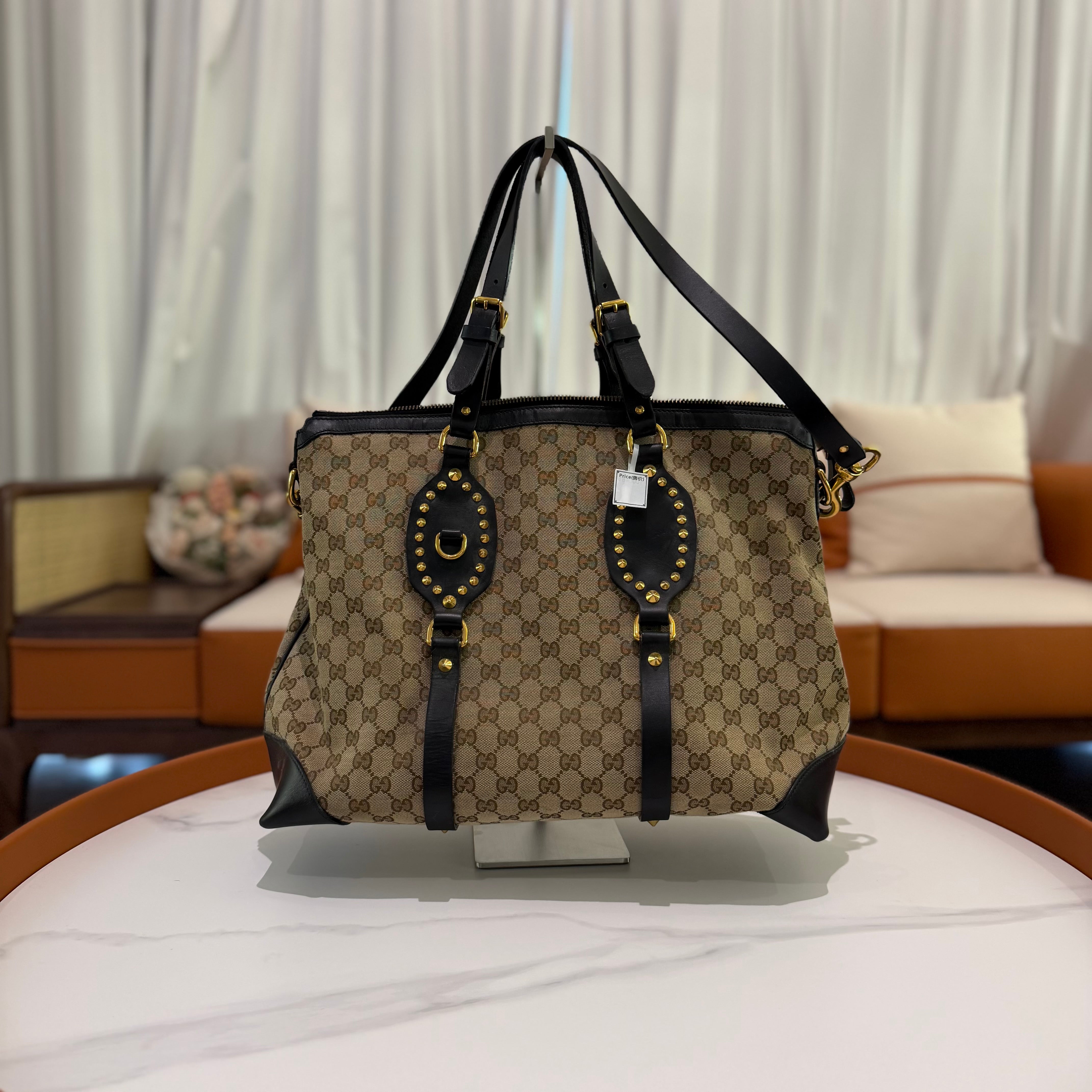 GUCCI VINTAGE STUDDED TOTE BAG