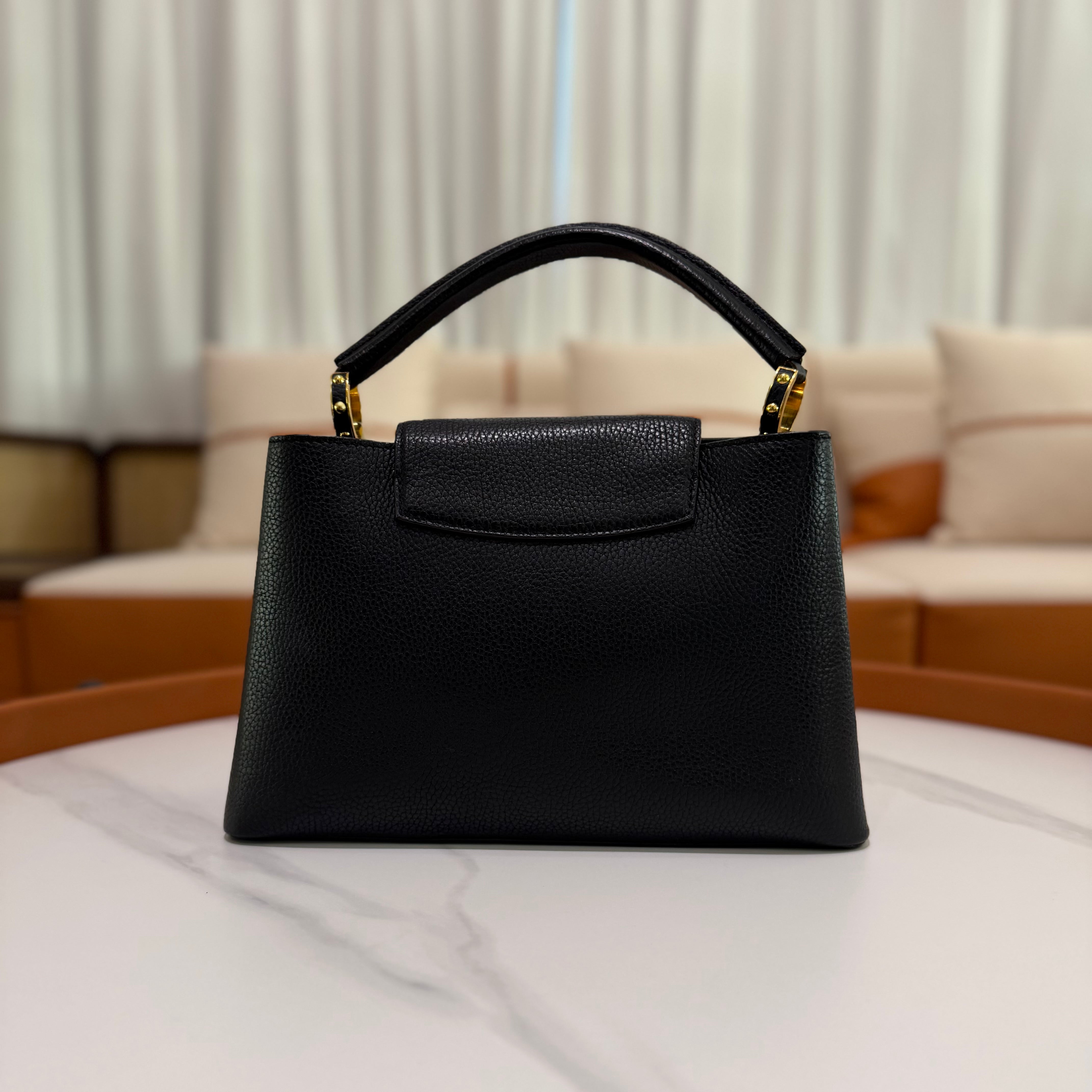 Louis Vuitton Capucines MM Black Leather