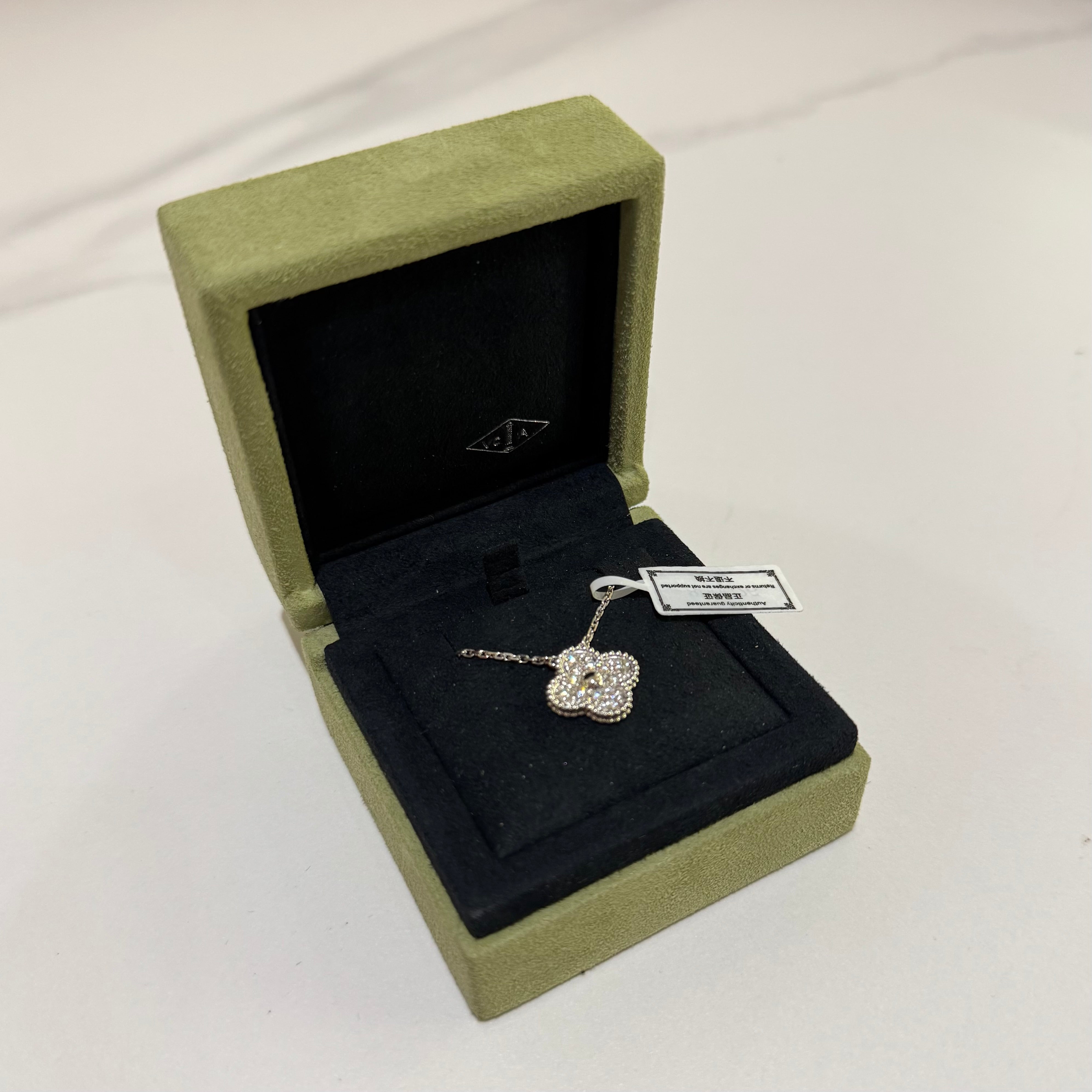 Van Cleef & Arpels Vintage Alhambra Pendant Necklace – 18K White Gold, Diamond