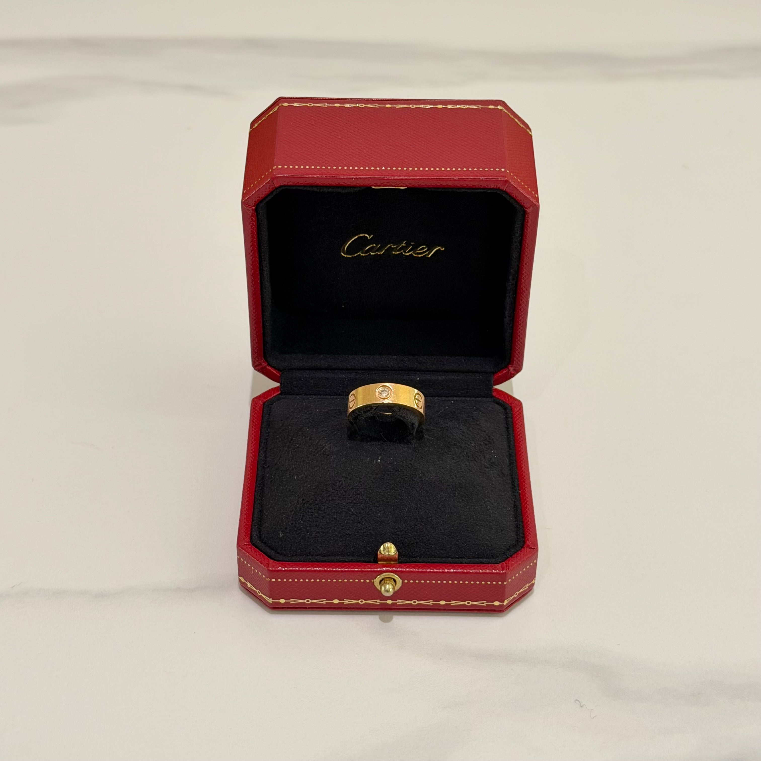 Cartier LOVE Wide Three-Diamond Ring 18K Rose Gold