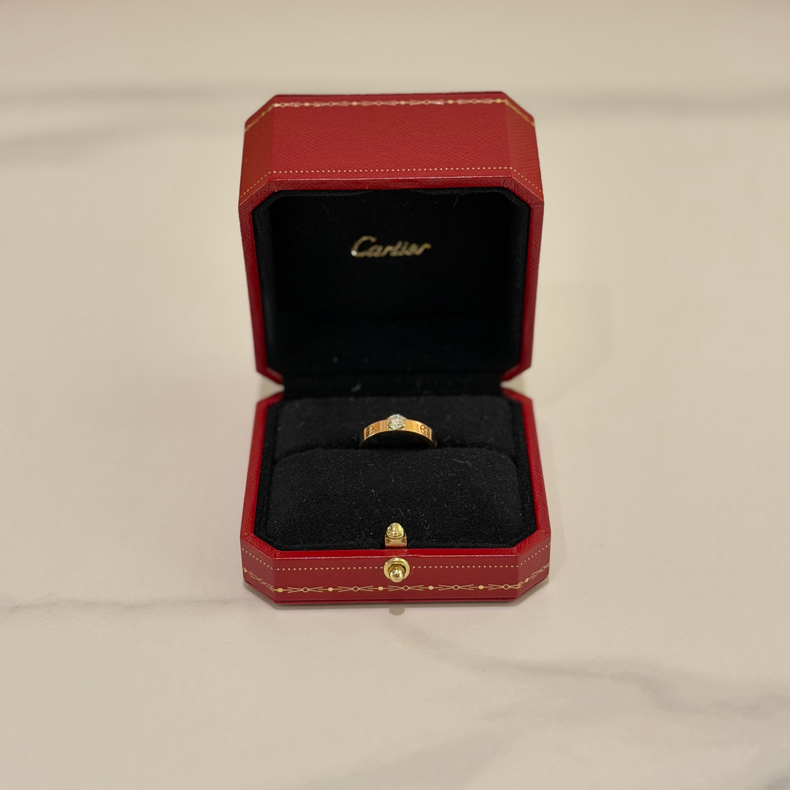 CARTIER LOVE Single Diamond Narrow Ring 18K Rose Gold 0.26ct