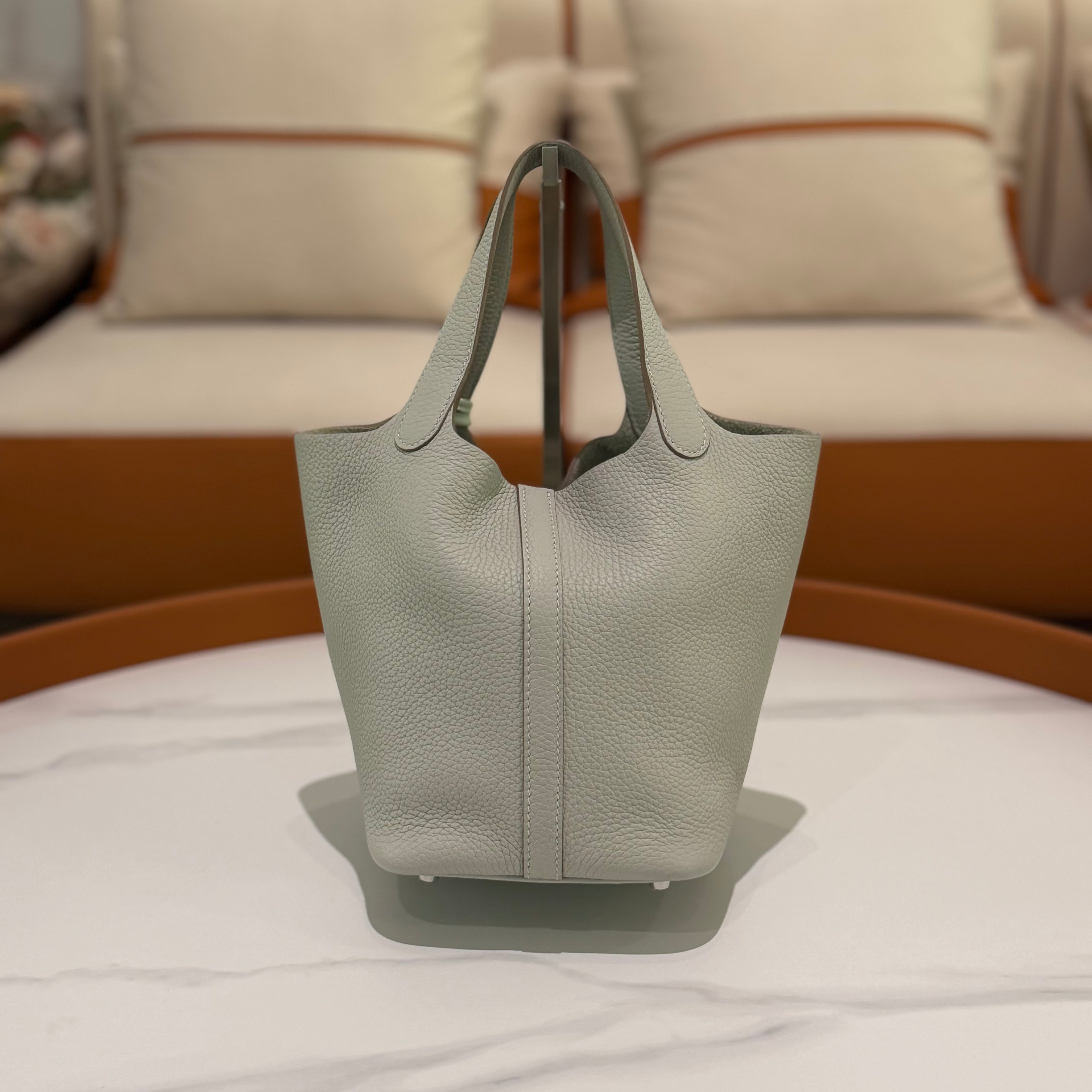 Hermes Picotin 18 Pearl Grey with Silver Hardware + Rodeo Charm (Z Stamp)