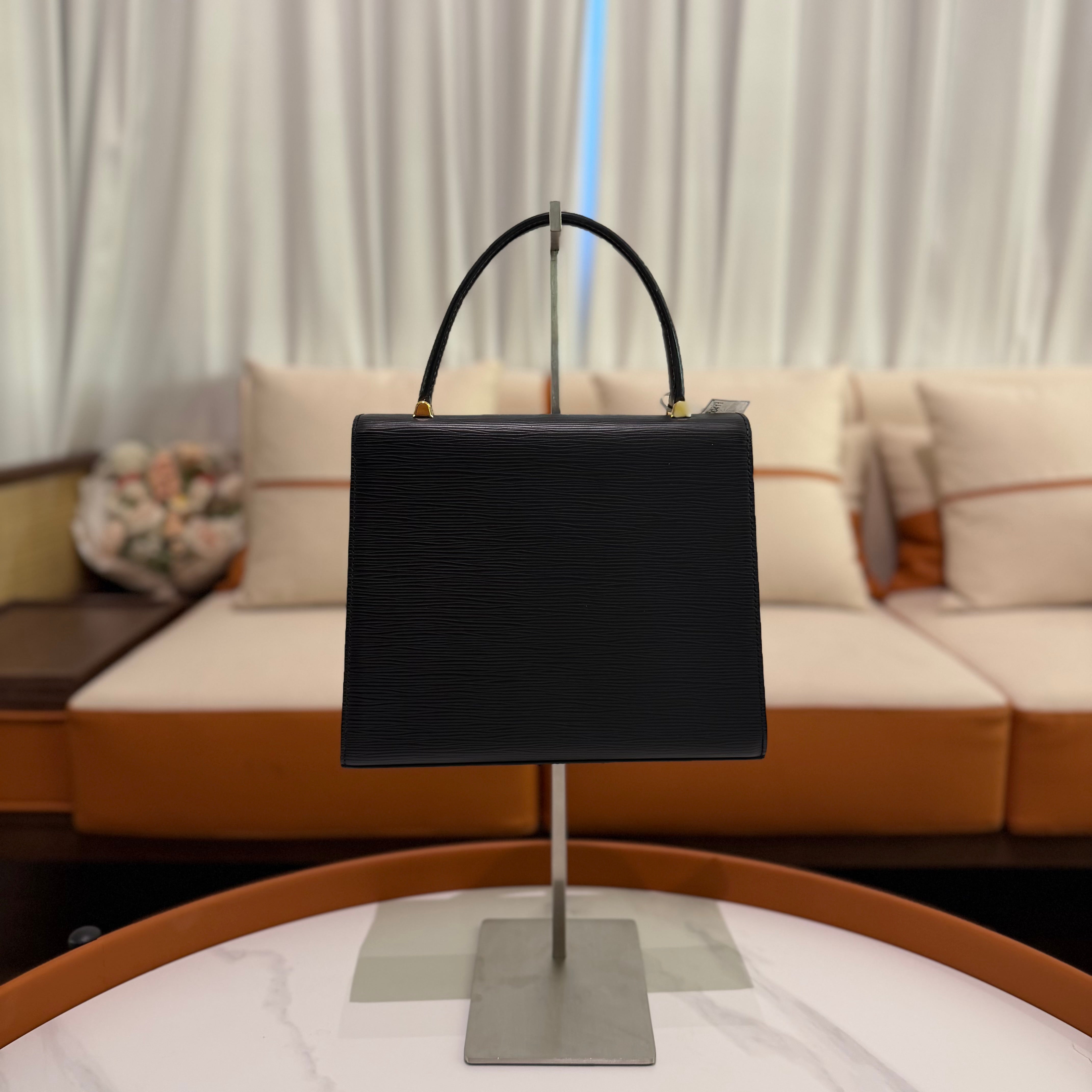 Louis Vuitton Epi Leather Black Top Handle Bag with Gold Hardware (Vintage)