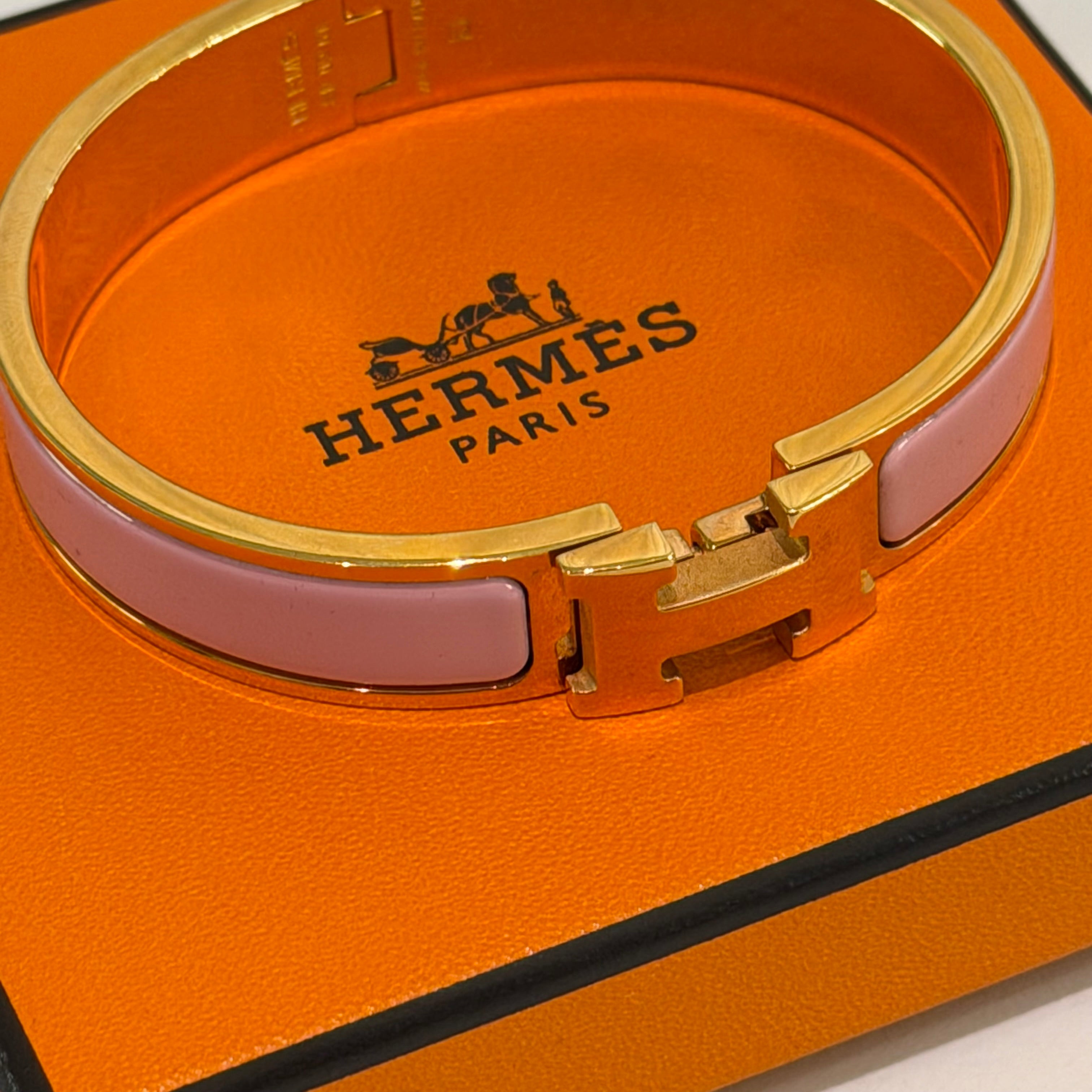 Hermes Clic HH Bracelet Pink with Gold Hardware