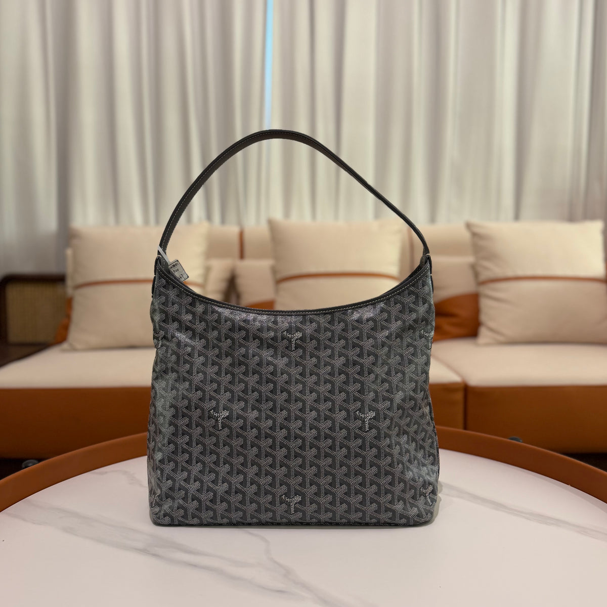 Goyard Hobo Bag Grey with Heart Painting
