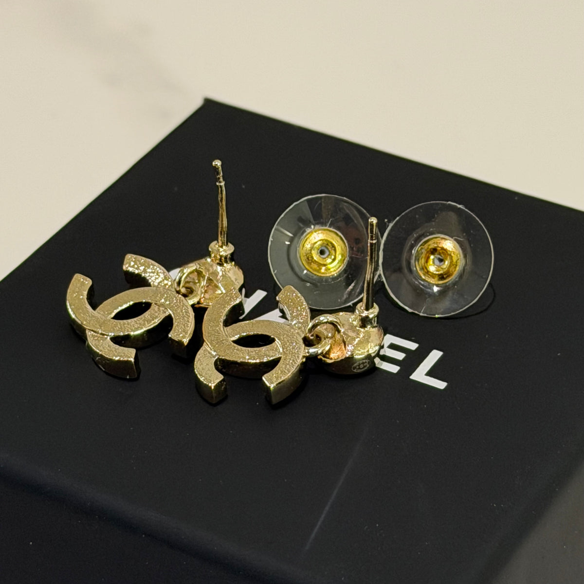 Chanel Gold-Tone Crystal Double CC Dangle Earrings | CHANEL