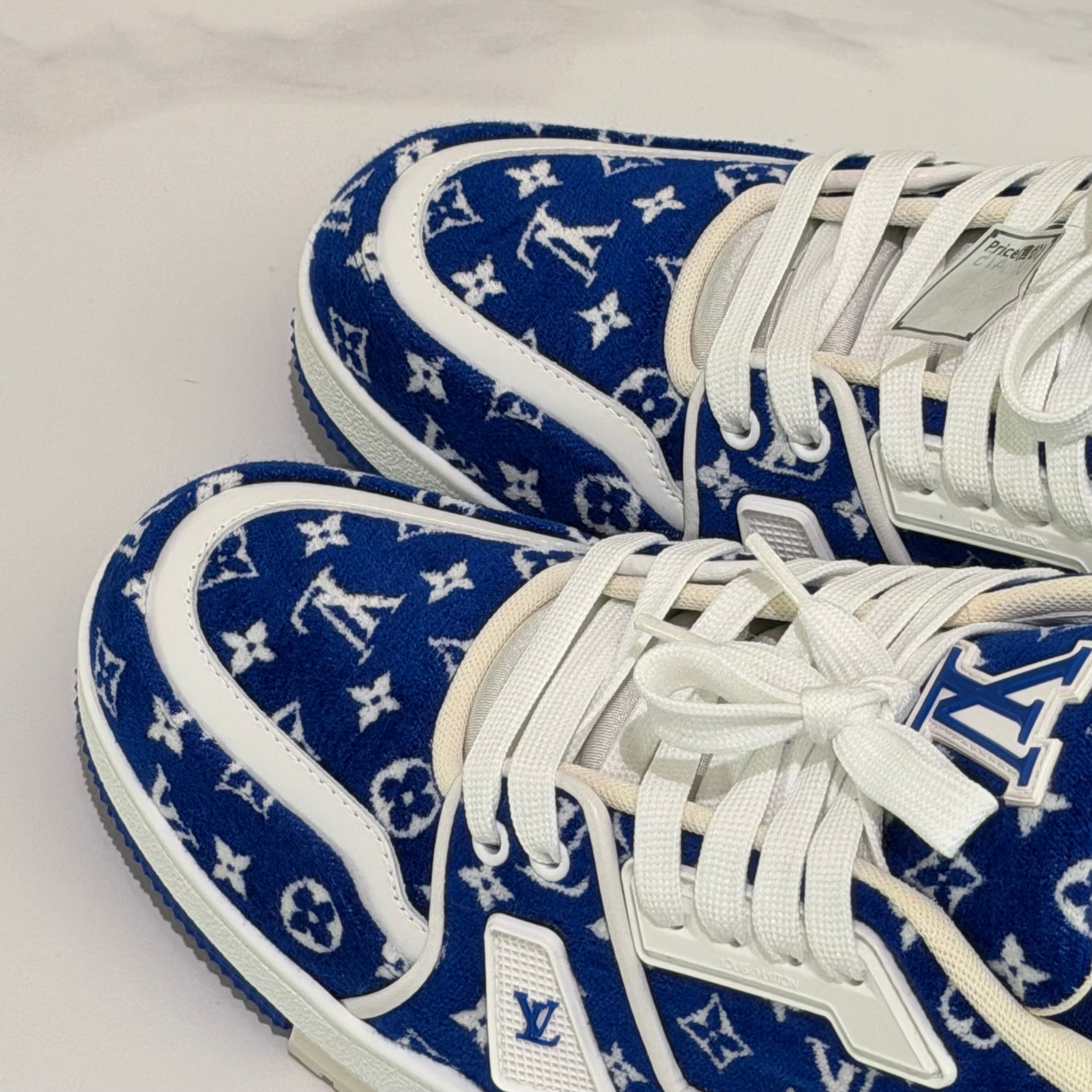 LOUIS VUITTON TRAINER BLUE WHITE MONOGRAM SNEAKERS