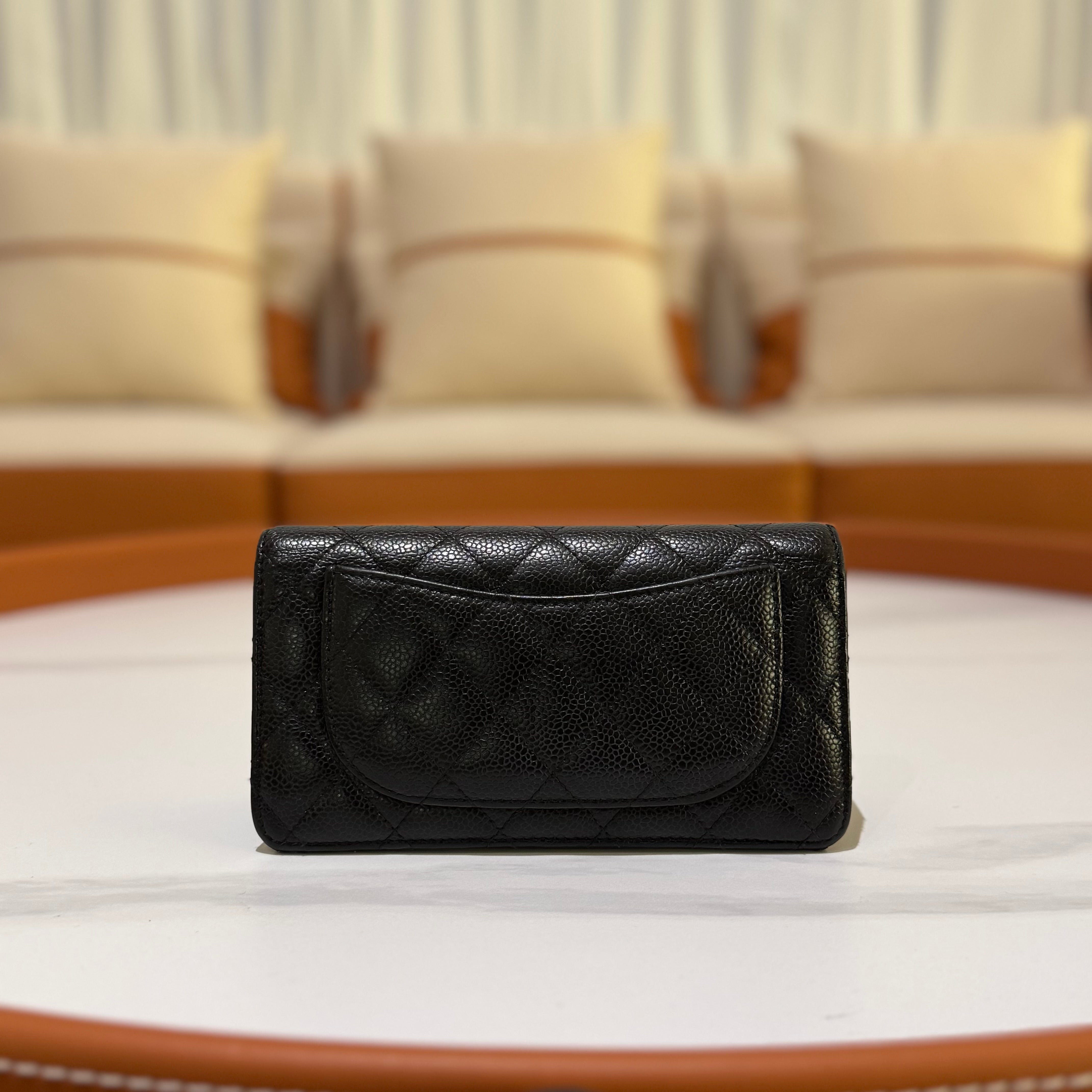 CHANEL LONG WALLET CAVIAR LEATHER FOLDING WALLET